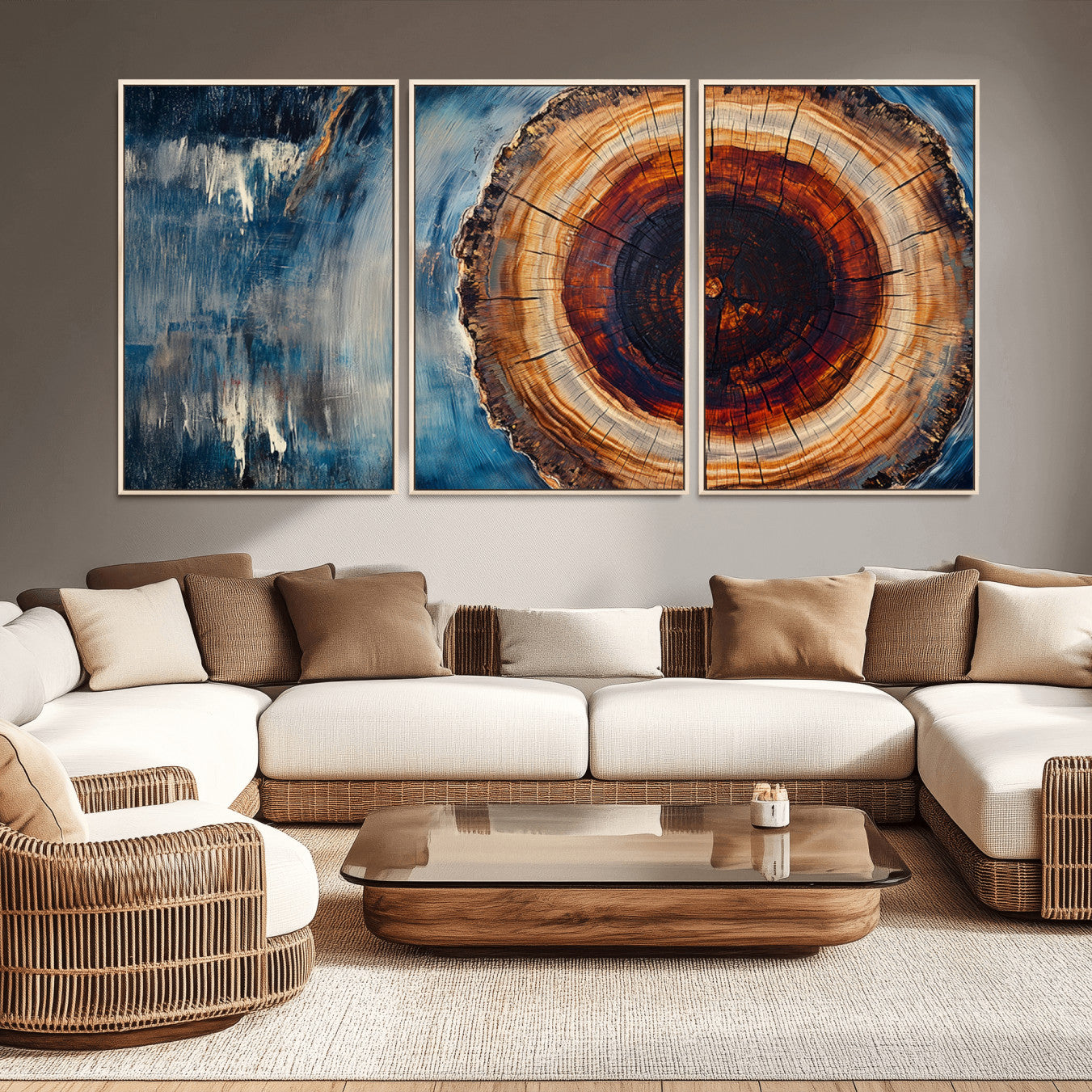 48045-MGV-CV-36X24-Abstract Tree Rings Wall Art Canvas Print - Wood Grain Rings Canvas Print - Nature Woodland Wall