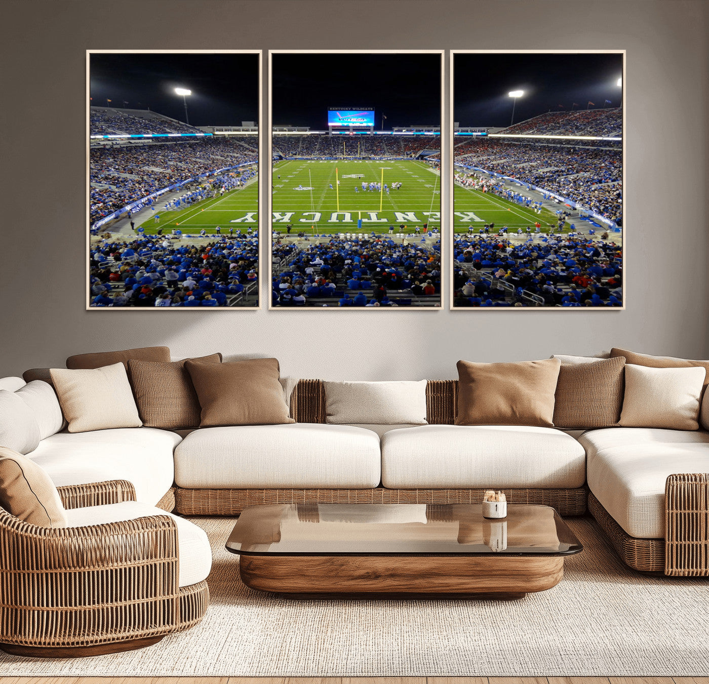 -Kroger Field Canvas Wall Art - Kentucky Stadium Wall Art Print - Sunset Football Stadium Wall Decor