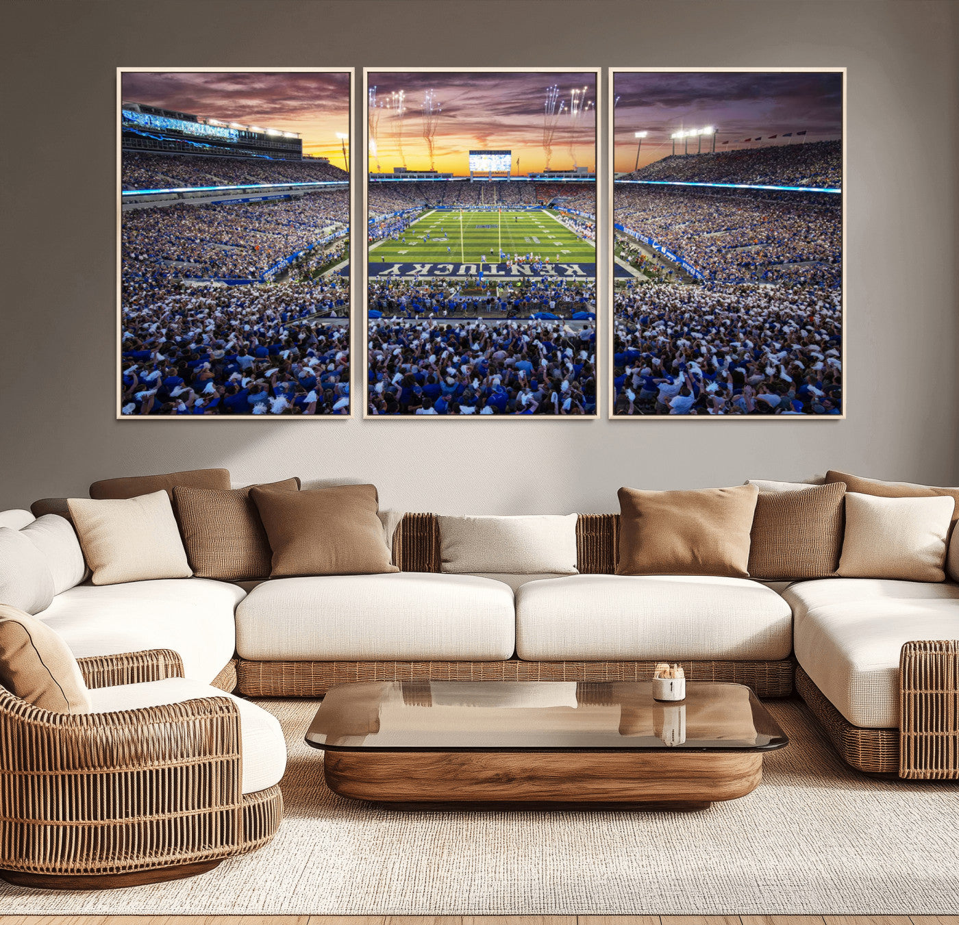 78524-MGV-CV-36X24-Kroger Field Wall Art Print - Kentucky Stadium Wall Art Print - Sunset Football Stadium Wall Decor -