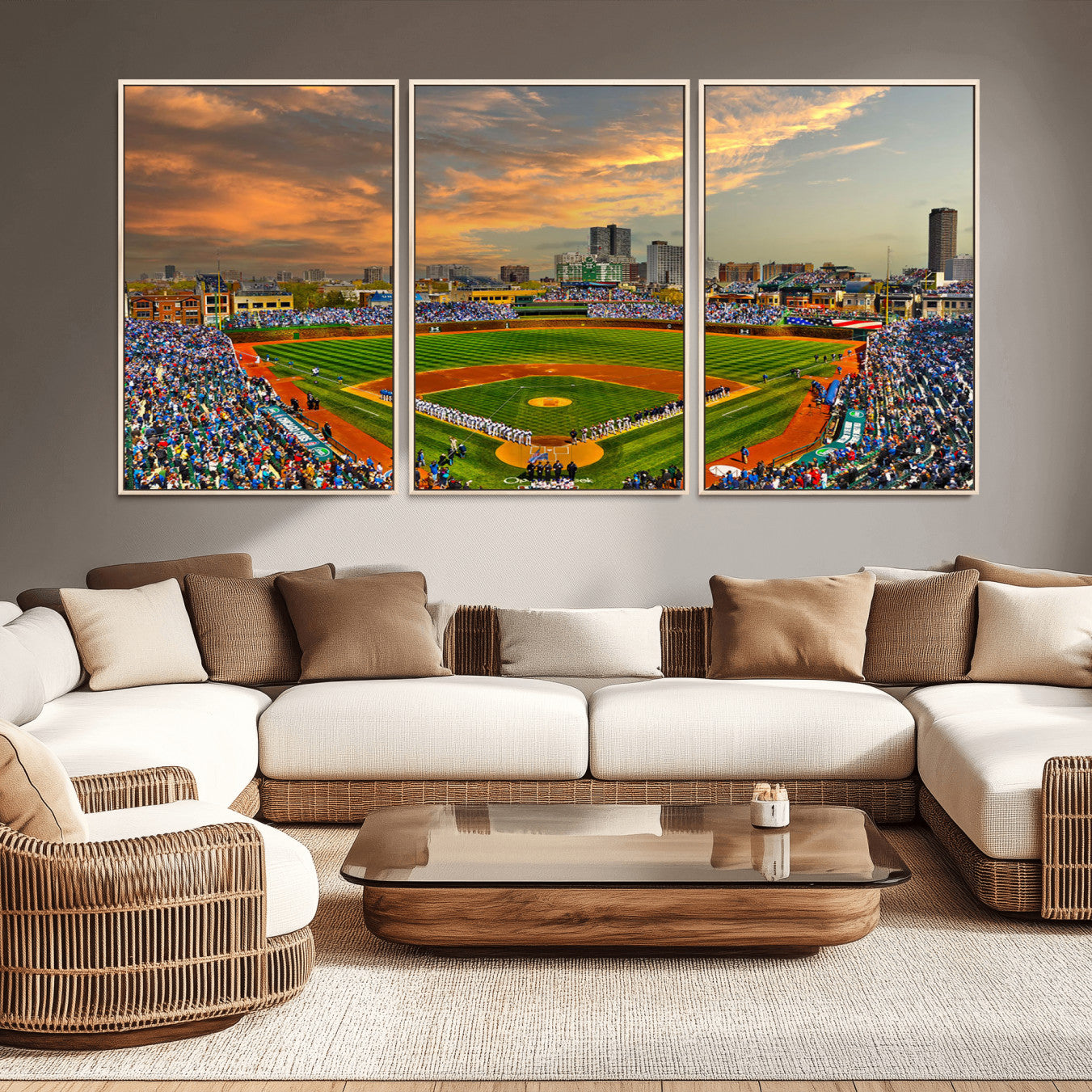 45635-MGV-CV-36X24-Chicago Wrigley Field Canvas Wall Art - Iconic Baseball Stadium Art Print - Wrigley Field Chicago