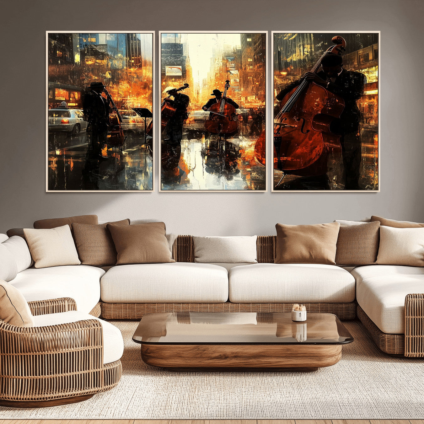-African American Abstract Jazz Wall Art - Framed Abstract Music Canvas - Colorful Instrument Canvsa