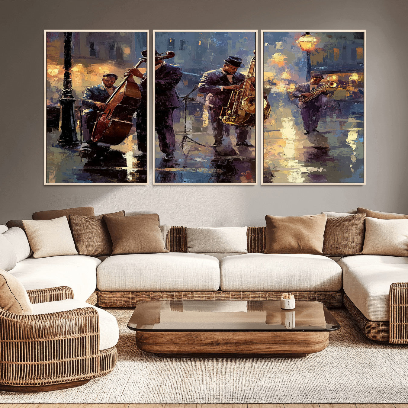 79232-MGV-CV-36X24-Afro Abstract Jazz Music Canvas Print - African American Wall Art - Colorful Framed Afro Abstract