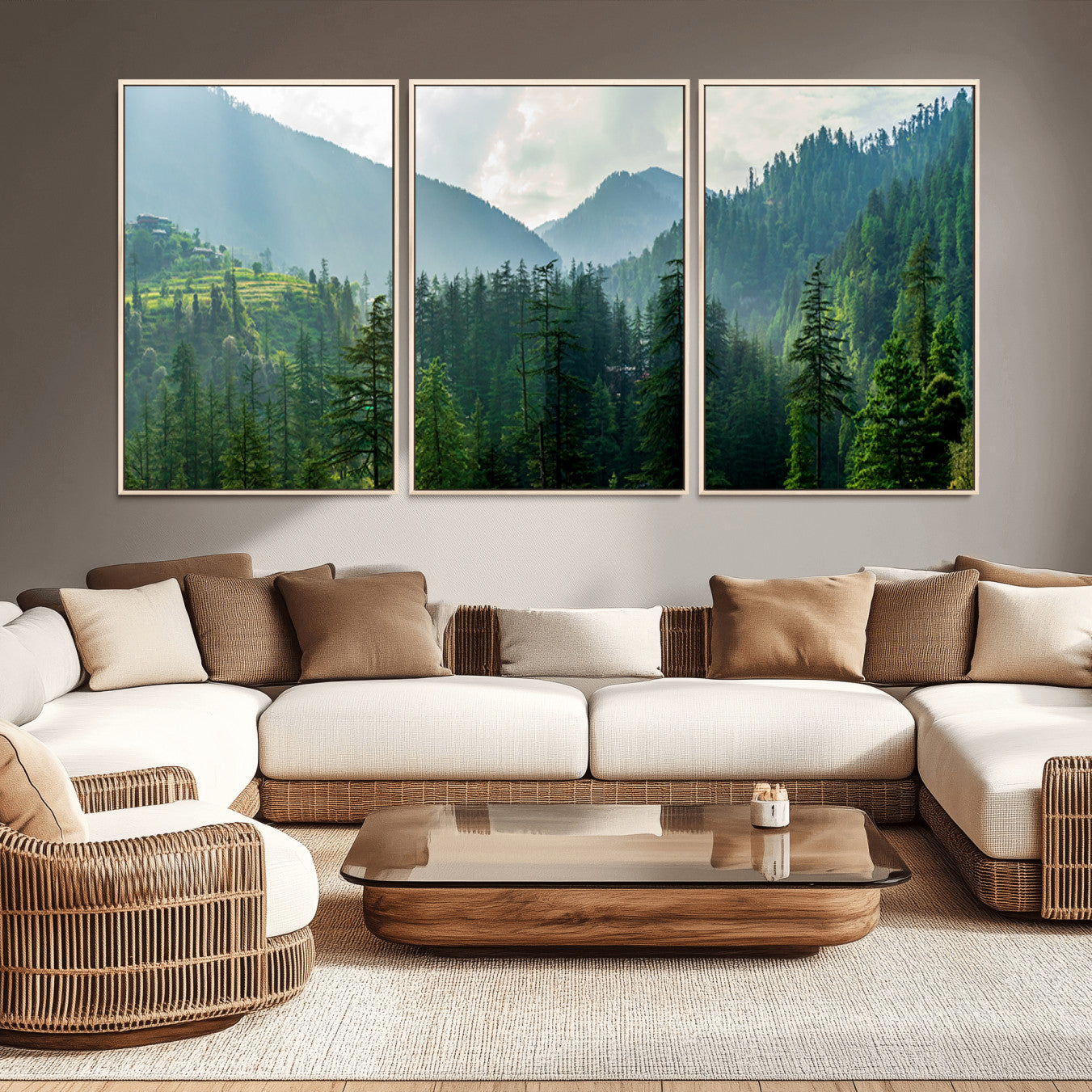 -Misty Forest Mountain Canvas Print – Serene Nature Wall Art, Tranquil Valley