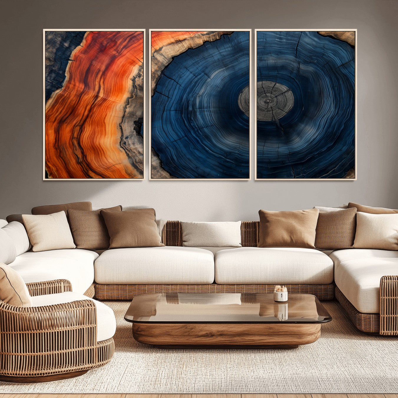 99491700-MGV-CV-36X24-Tree Rings Wall Art Canvas Print, Rustic Wood Print, Framed Natural Texture Art Print, Wood Grain