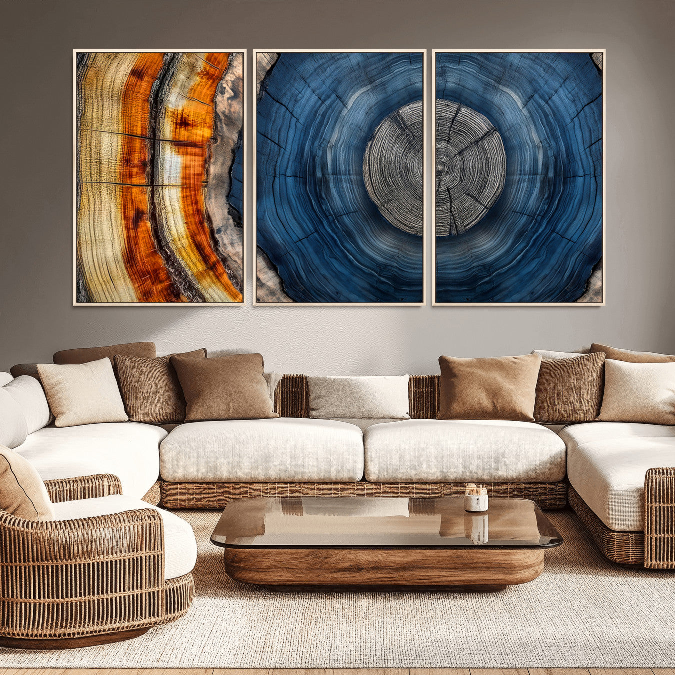79754215-MGV-CV-36X24-Abstract Tree Rings Wall Art Canvas Print - Wood Grain Rings Artwork Print - Nature Woodland Modern