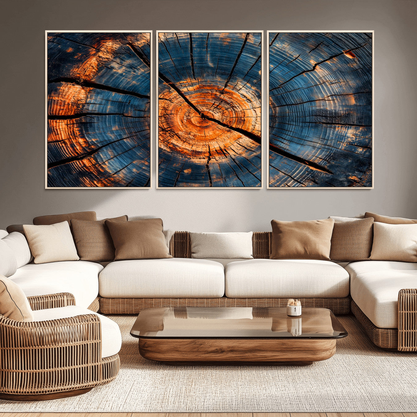 81894502-MGV-CV-36X24-Burnt Wood Wall Art Canvas Print – Framed Aged Timber Rustic Tree Artwork Perfect for Home, Office, Living Room