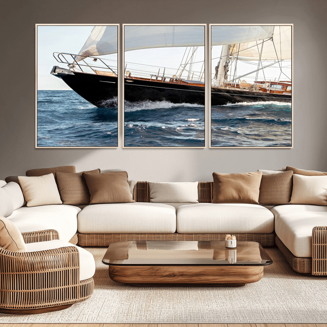 97168626-MGV-CV-36X24 - Boat Yacht Wall Art – Ocean Waves & Sailing Adventure Canvas Print, Nautical Elegance & Marine Journey for Living Room or Luxury Decor