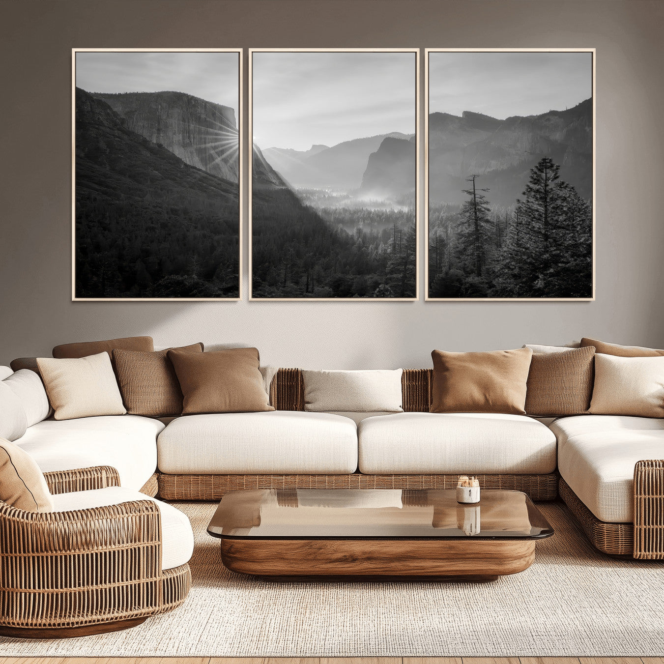 39278955-MGV-CV-36X24-Yosemite Valley Wall Art Canvas Print – Framed El Capitan Sunrise Misty Mountain Modern Rustic Artwork for Home Office