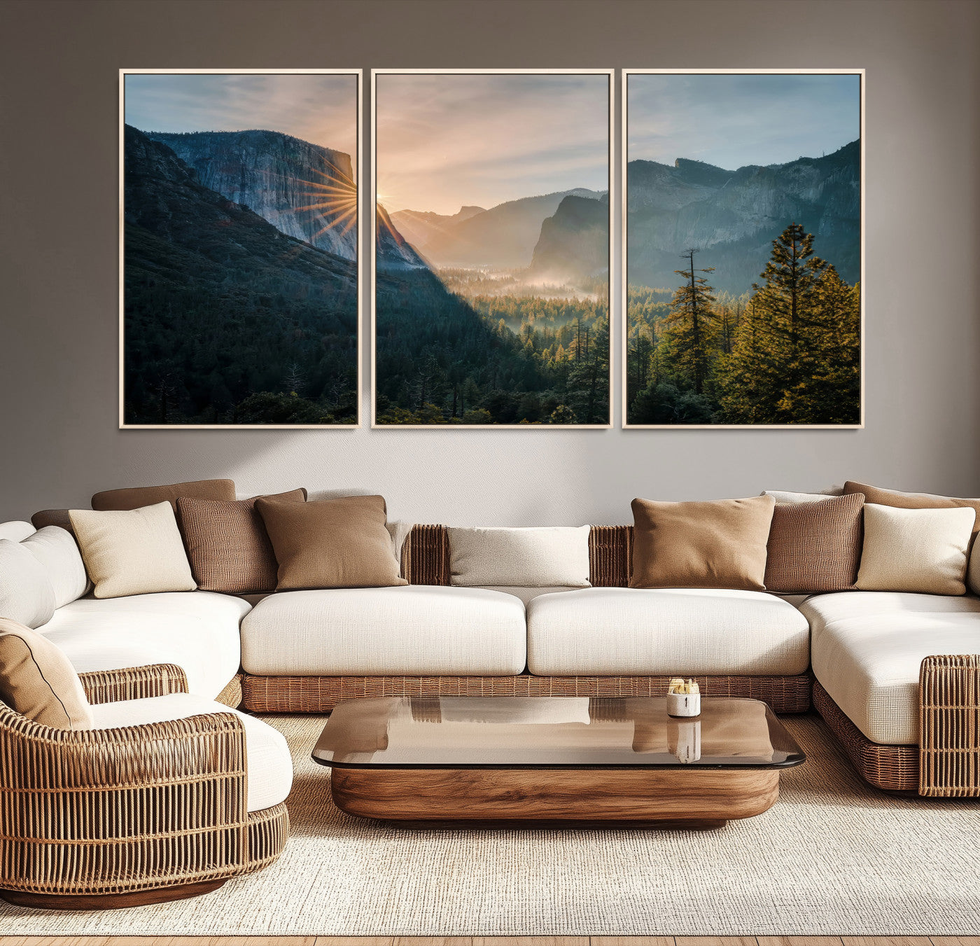 51605481-MGV-CV-36X24-Yosemite Valley Wall Art Canvas Print – Framed Mountain Landscape National Park Scenic Nature Artwork for Home Office