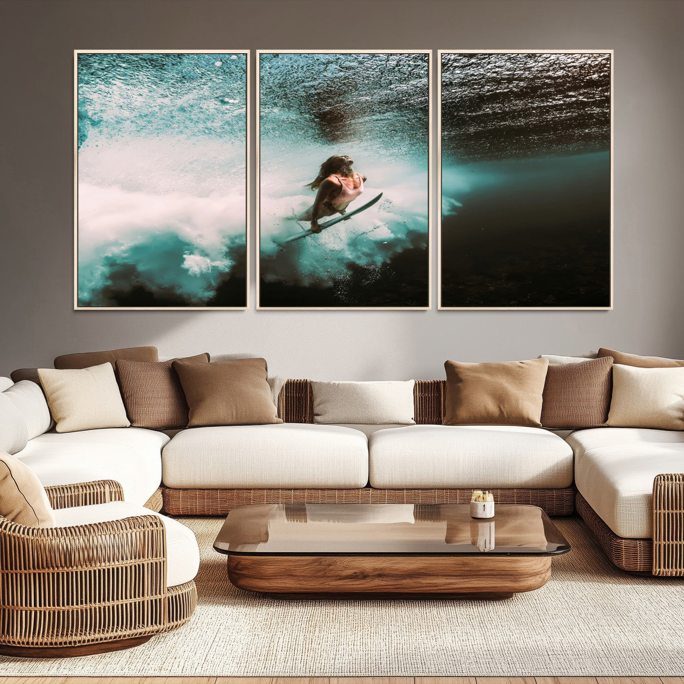 85923512-MGV-CV-40X27-Vibrant Aquatic Motion Wall Art Canvas Print – Framed Underwater Swimming Scene Artwork for Home, Office Decor