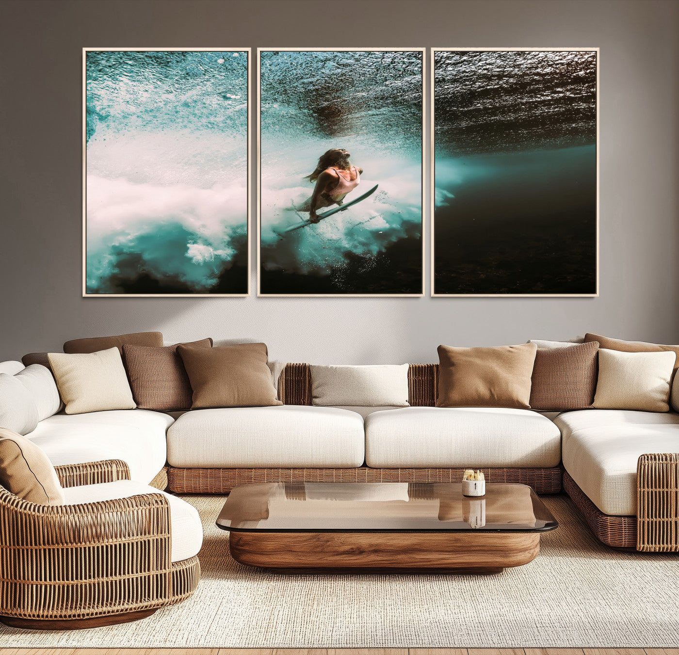 85923512-MGV-CV-40X27-Vibrant Aquatic Motion Wall Art Canvas Print – Framed Underwater Swimming Scene Artwork for Home, Office Decor