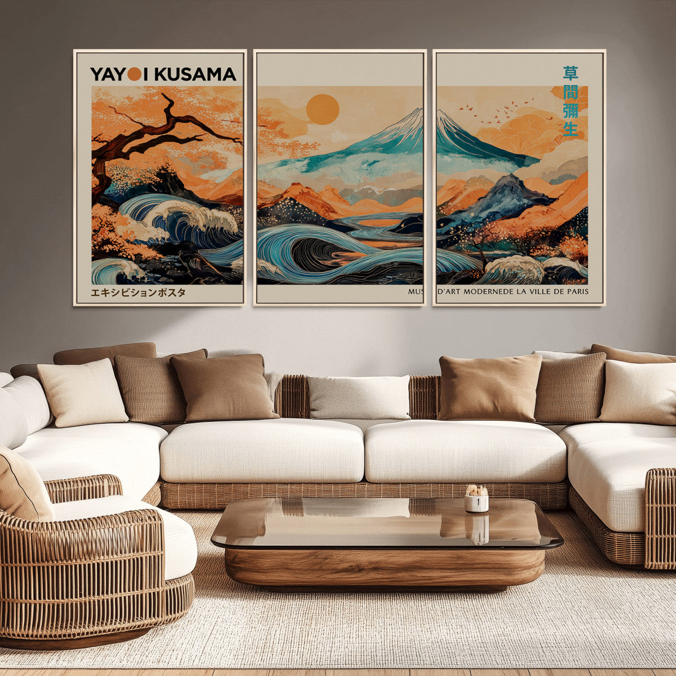 22373530-MGV-CV-36X24-Yayoi Kusama Wall Art Canvas Print – Framed Large Abstract Polka Dot Artwork for Home, Office, Living Room