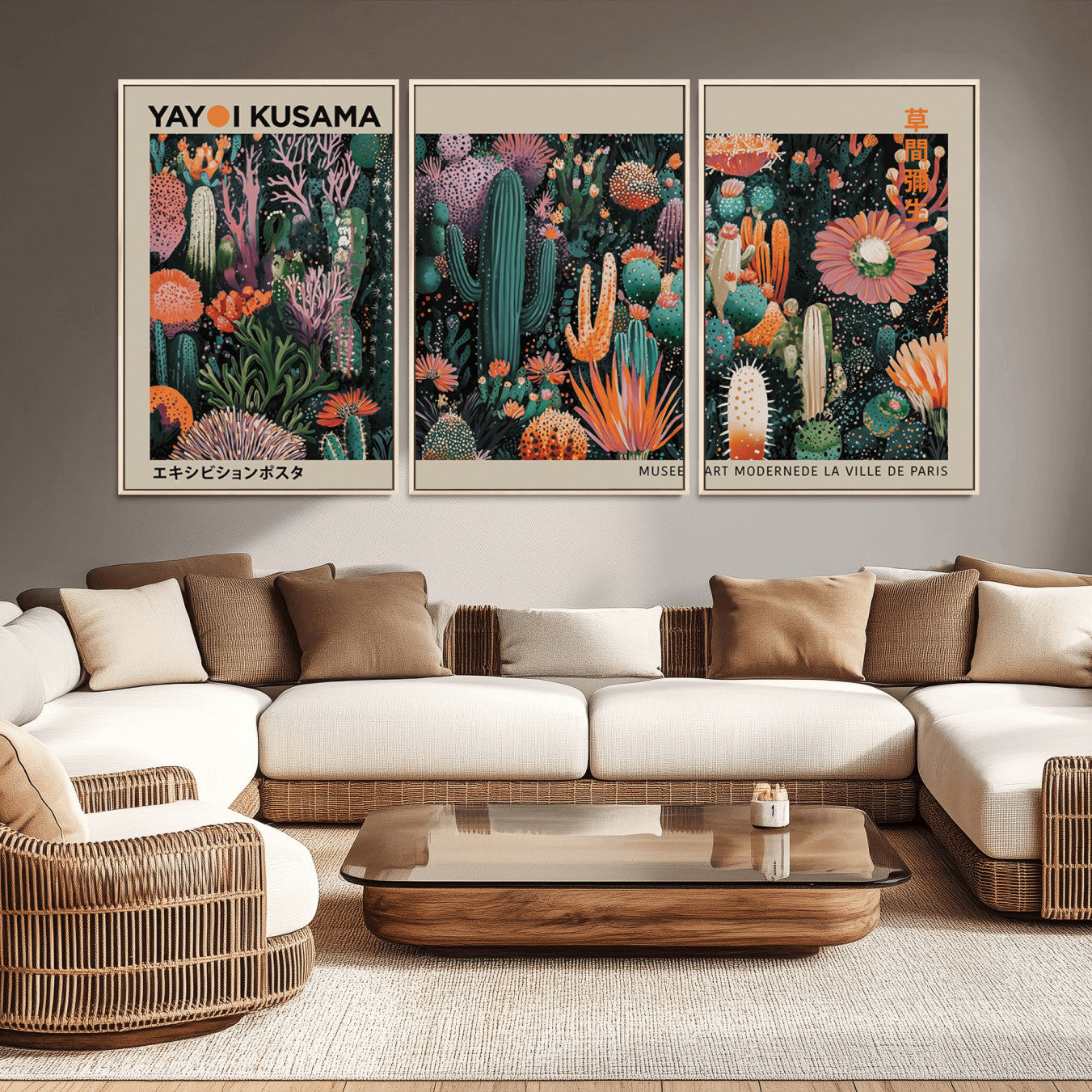 -Yayoi Kusama Art Print, Yayoi Kusama Canvas Wall Art, Abstract Mount Fuji Canvas Print, Japanese