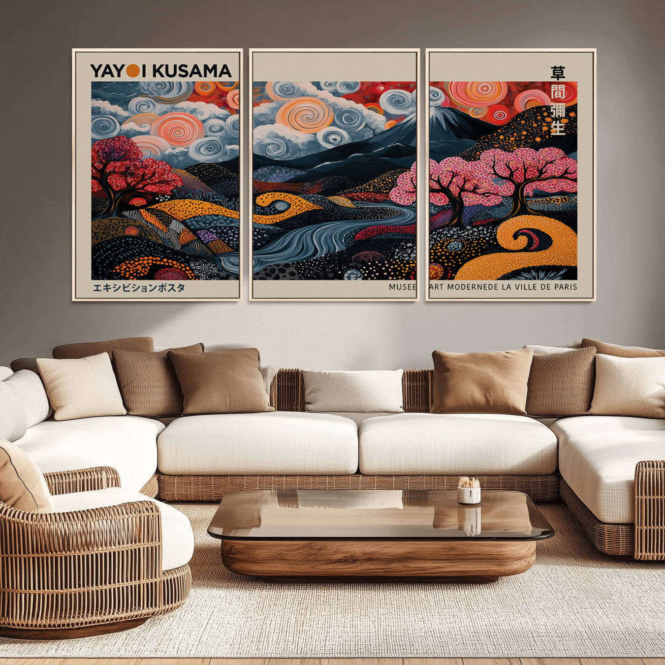 -Modern Japanese Wall Art Print Yayoi Kusama Canvas