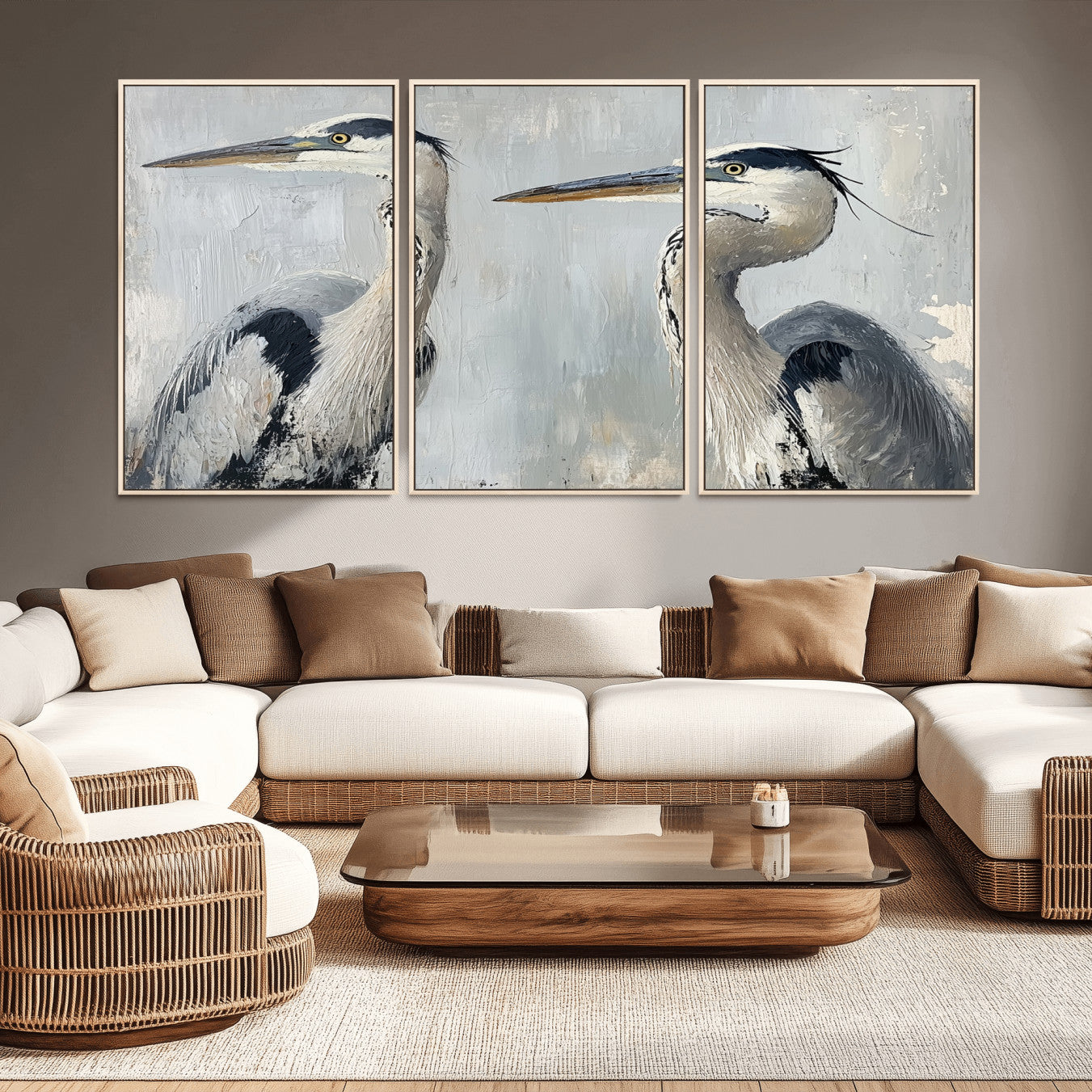19427826-MGV-CV-36X24-Bird Canvas Decor Wall Art Canvas Print – Framed Coastal Bird Pair Minimalist Wildlife Nature Artwork for Home Office