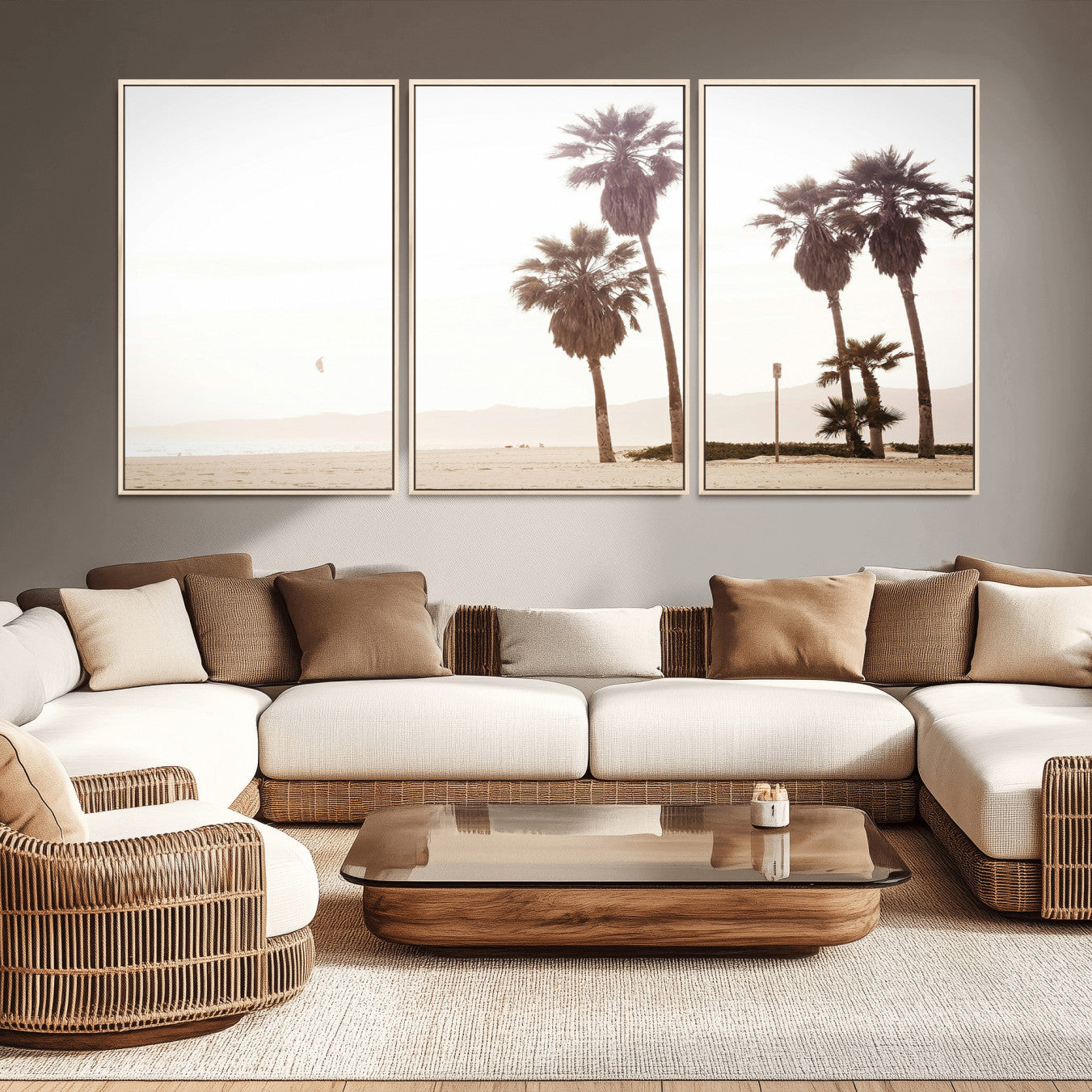 48255923-MGV-CV-36X24-Coastal Light Wall Art Canvas Print – Relaxing Shoreline Minimalist Ocean Tropical Serenity Artwork for Home, Office