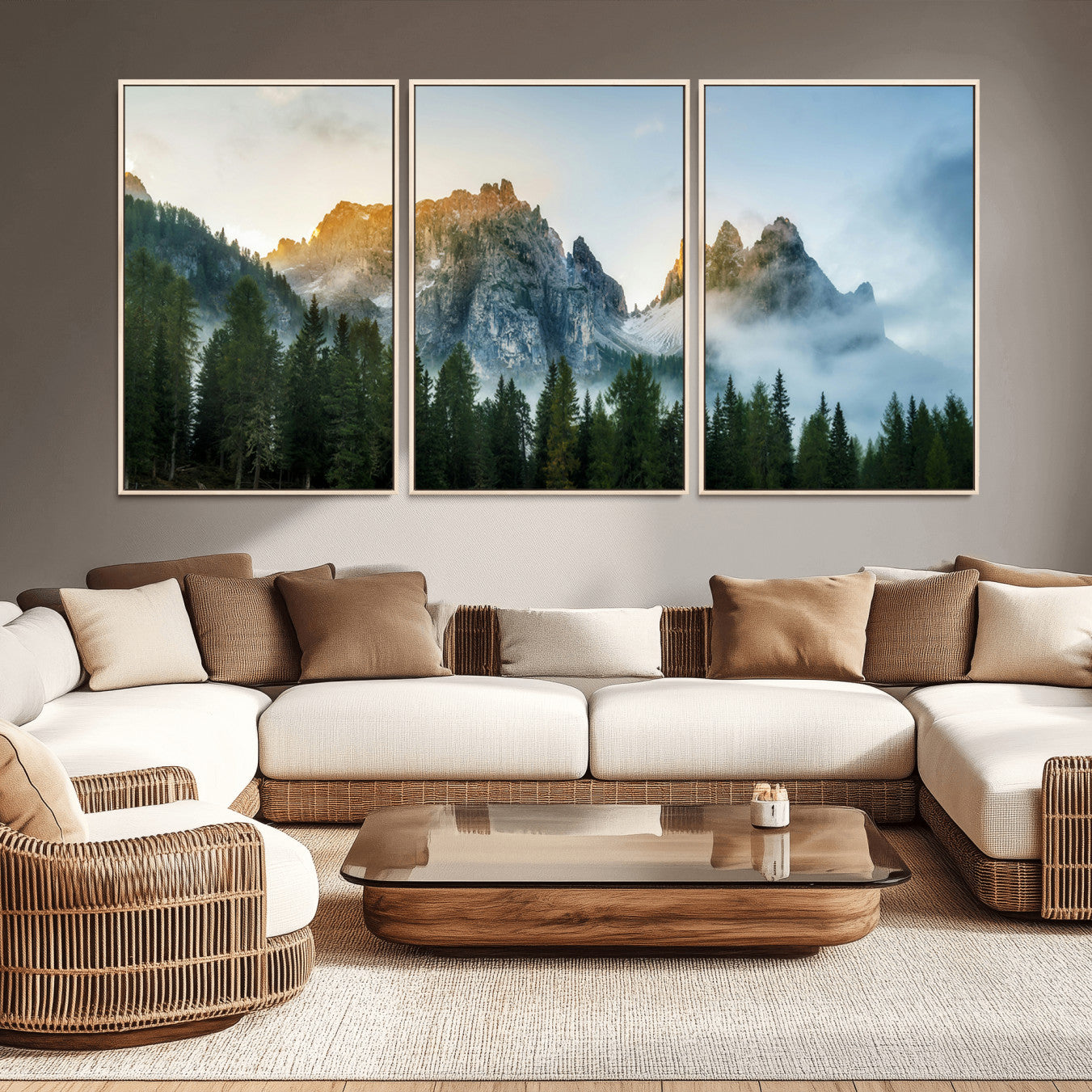 21145440-MGV-CV-36X24-Wilderness Wall Art Canvas Print – Misty Forest Nature Landscape Photography Rustic Scenic Artwork for Home, Office