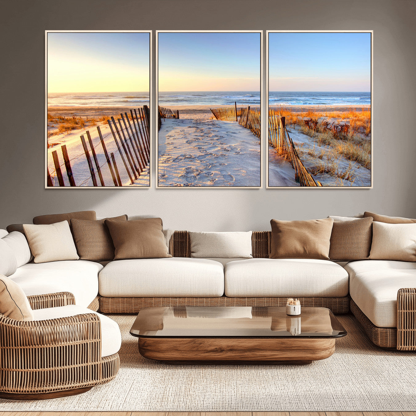 73351887-MGV-CV-36X24-Ocean Sunset Wall Art Canvas Print – Nautical Beach Photography Summer Coastal Serenity Artwork for Home, Office