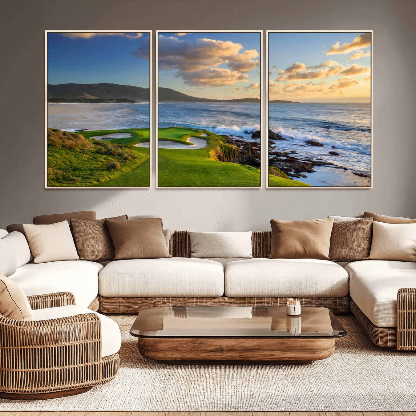 50107048-MGV-CV-36X24-Pebble Beach Golf Links Wall Art Canvas Print – Iconic Coastal Golf Course Artwork for Home, Office, Living Room