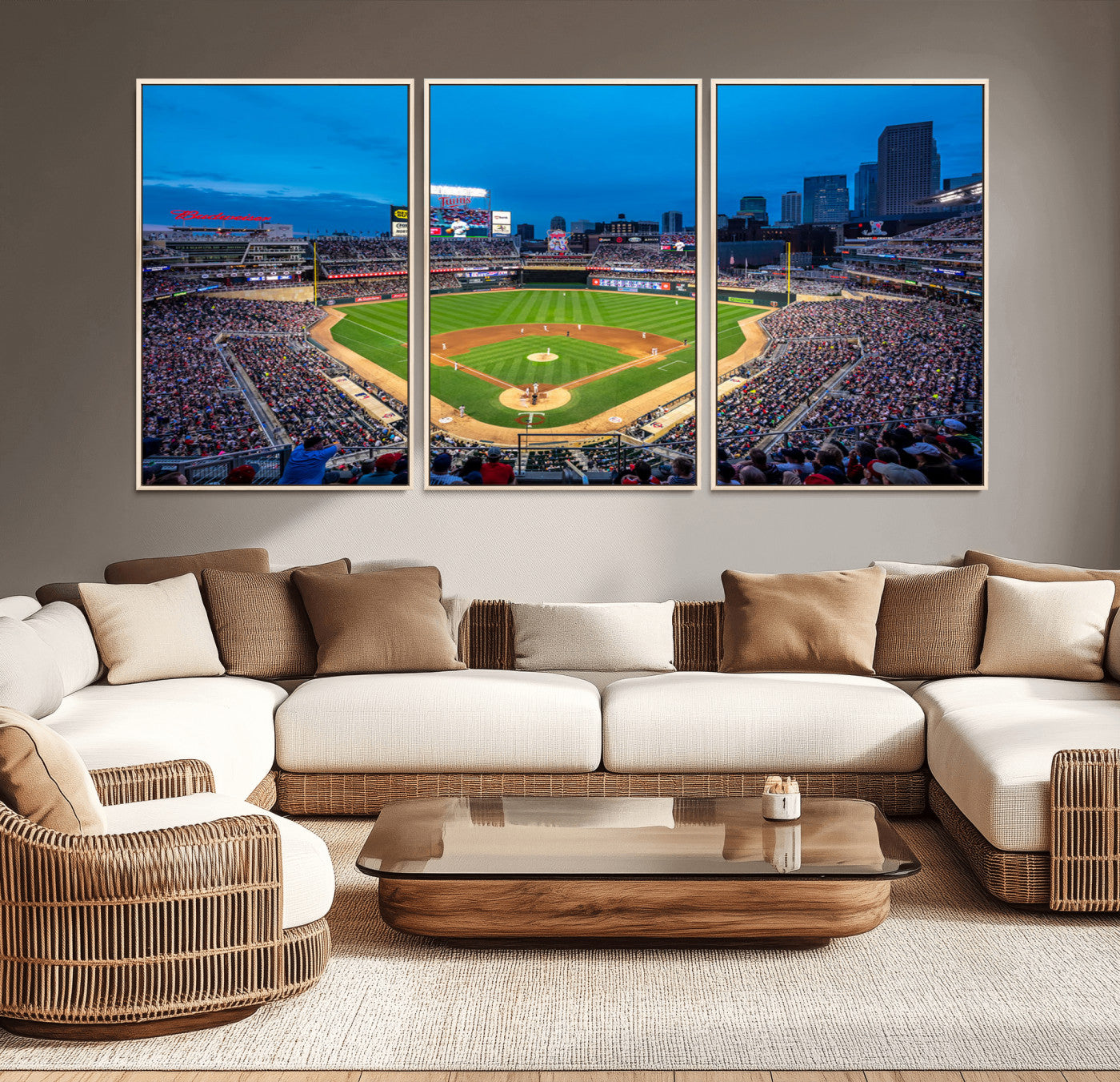 77273035-MGV-CV-36X24-Target Field Stadium Wall Art Canvas Print – Minnesota Twins Baseball Team Iconic Ballpark Scene for home, office