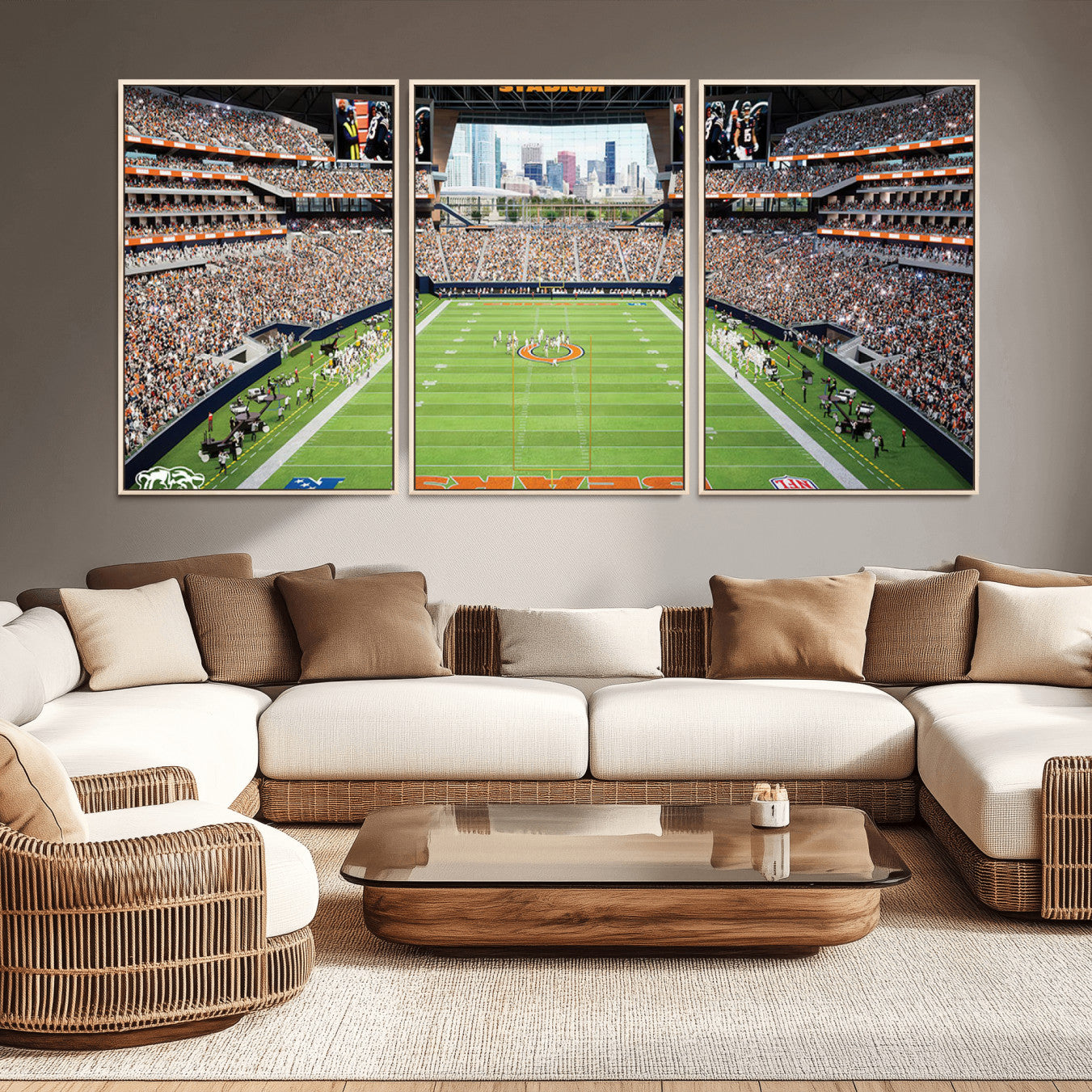 -Chicago Bears Soldiers Field Wall Art Canvas Print – Framed Football Stadium Artwork for Home, Office, Living Room