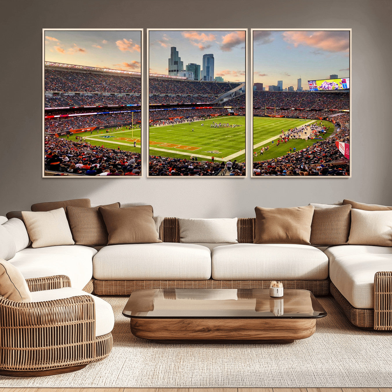 -Chicago Bears Soldiers Field Wall Art Canvas Print – Framed Football Stadium Artwork for Home, Office, Living Room