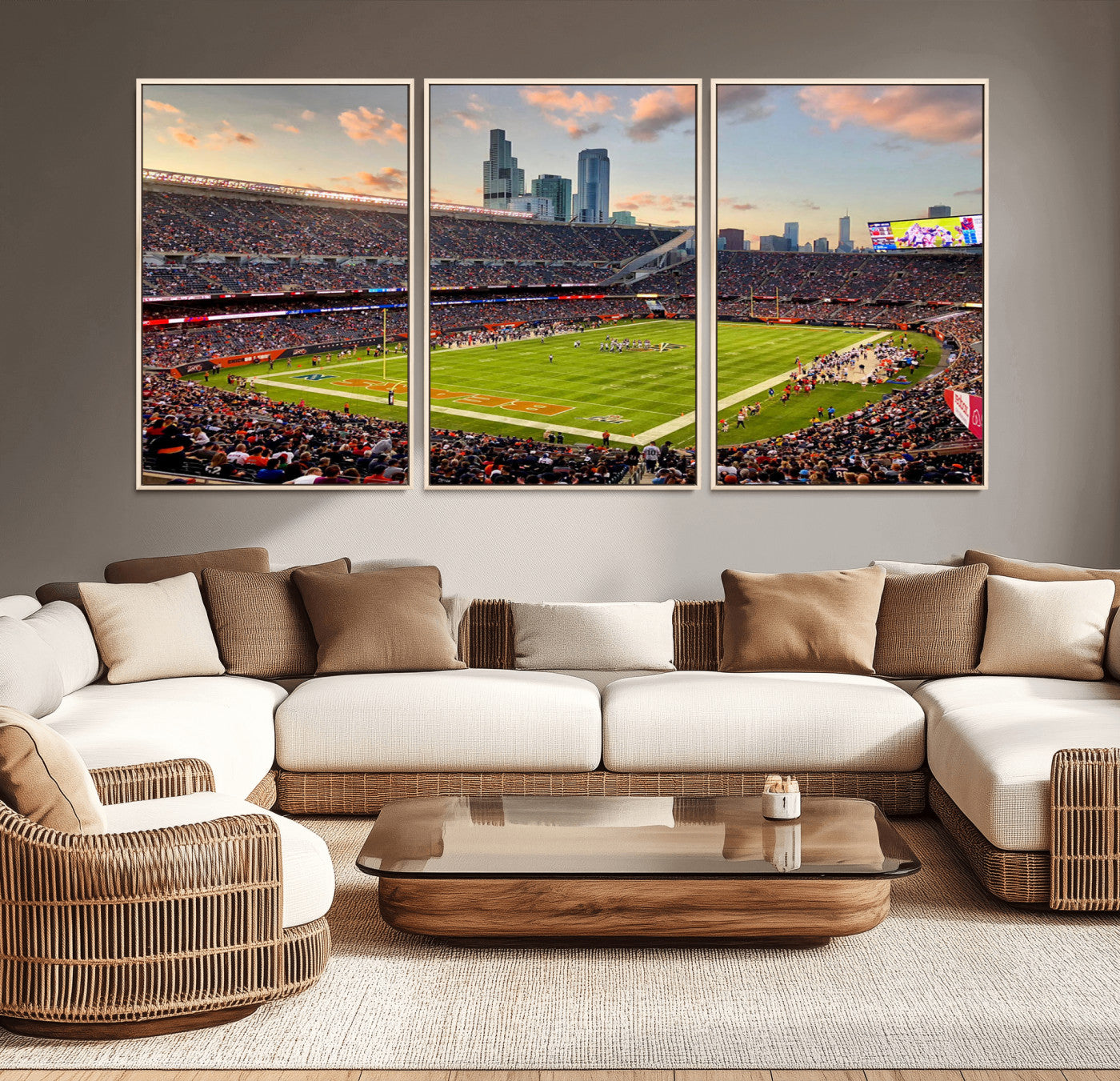 55377093-MGV-CV-36X24-Chicago Bears Soldiers Field Wall Art Canvas Print – Framed Football Stadium Artwork for Home, Office, Living Room