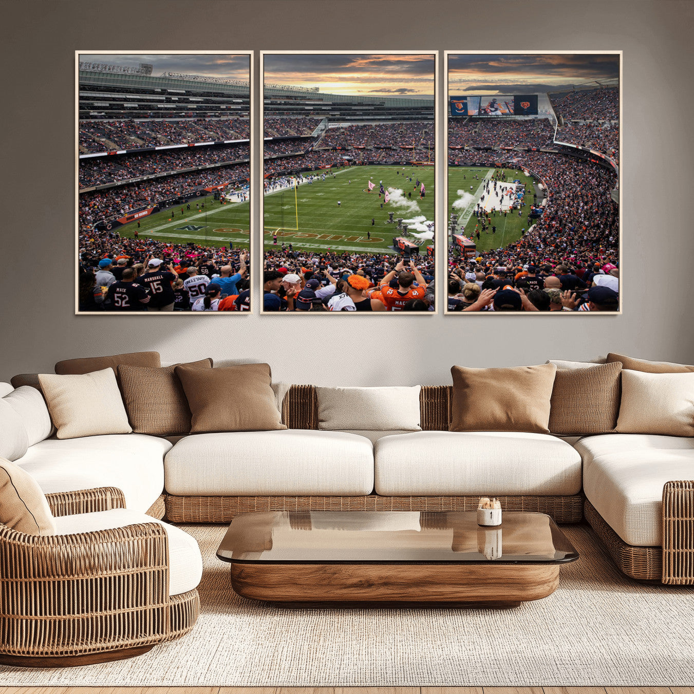 87578930-MGV-CV-36X24-Chicago Bears Soldiers Field Wall Art Canvas Print – Framed Football Stadium Artwork for Home, Office, Living Room