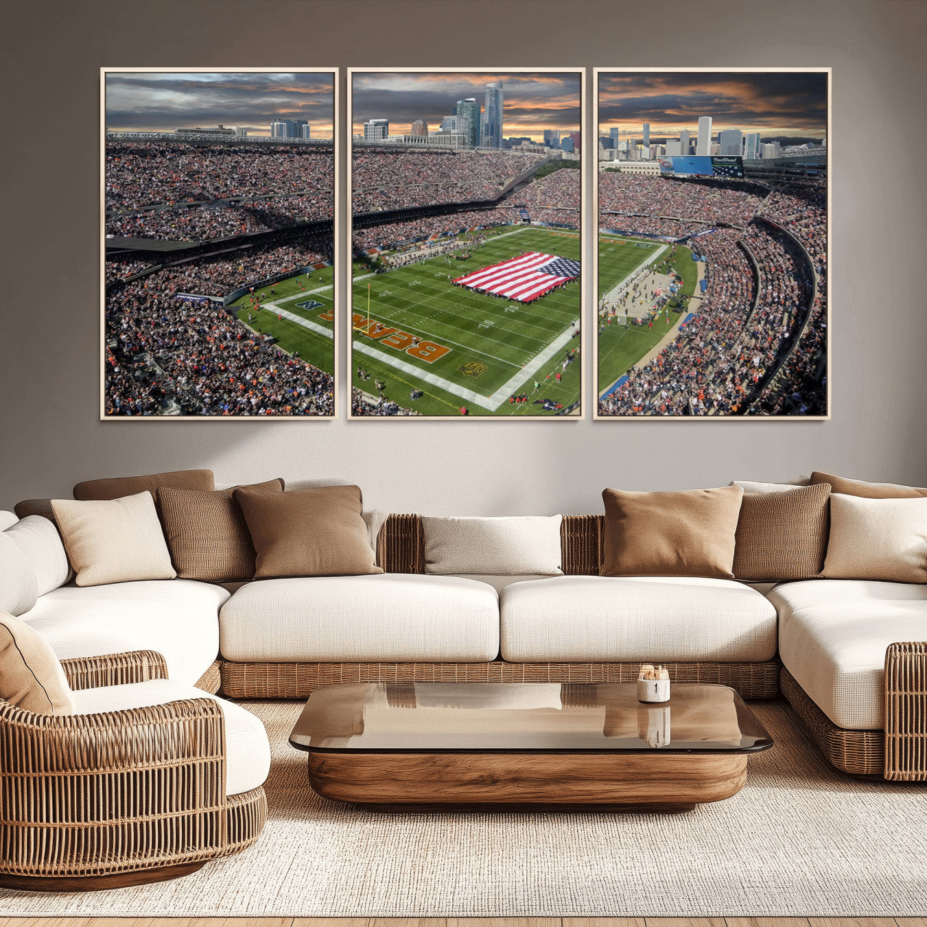 -Chicago Bears Soldiers Field Wall Art Canvas Print – Framed Football Stadium Artwork for Home, Office, Living Room