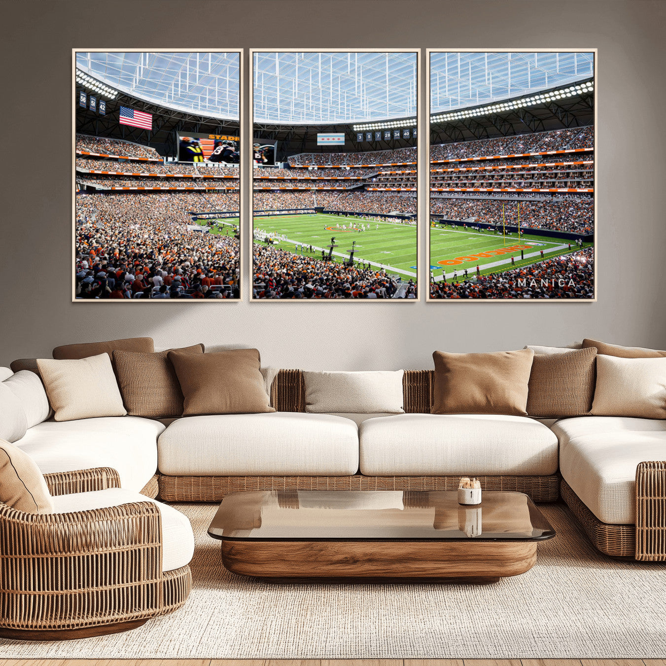 -Chicago Bears Soldiers Field Wall Art Canvas Print – Framed Football Stadium Artwork for Home, Office, Living Room