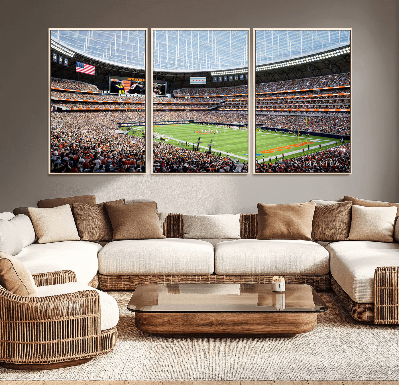 32530647-MGV-CV-36X24-Chicago Bears Soldiers Field Wall Art Canvas Print – Framed Football Stadium Artwork for Home, Office, Living Room