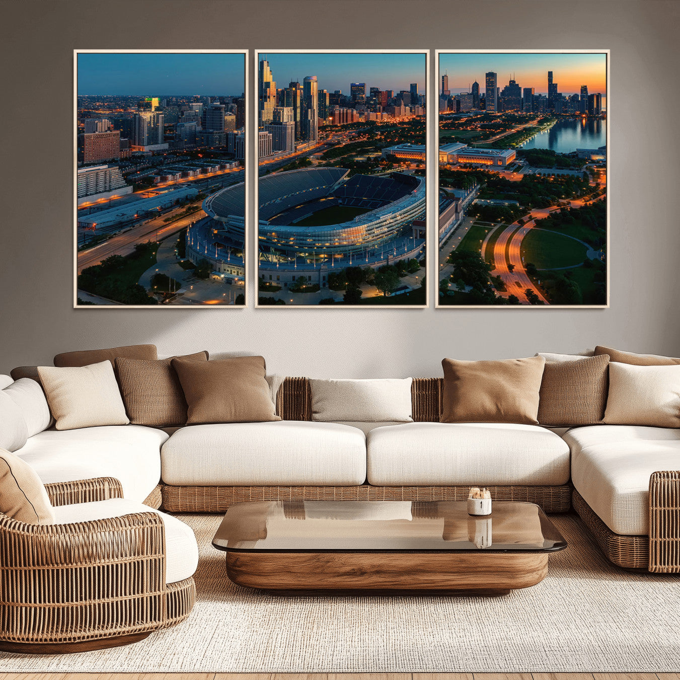 -Chicago Bears Soldiers Field Wall Art Canvas Print – Framed Football Stadium Artwork for Home, Office, Living Room