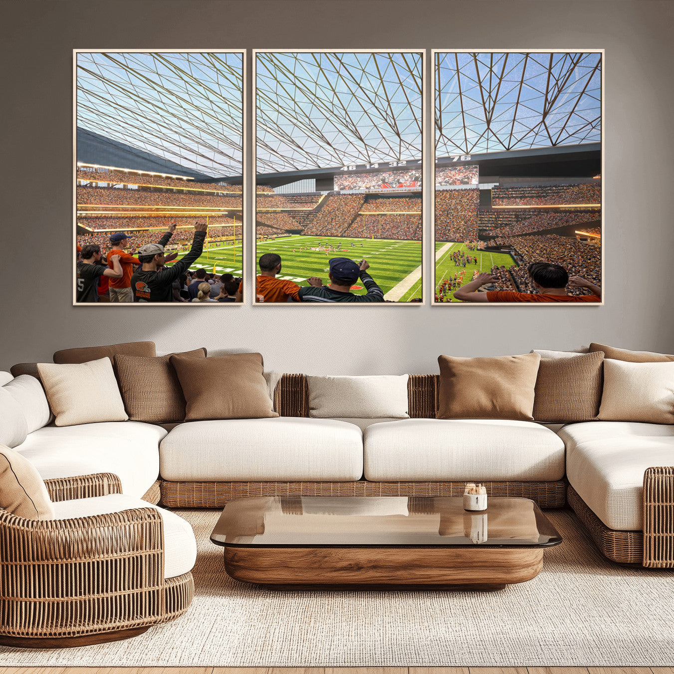 -Cleveland Browns Stadium Wall Art Canvas Print – Framed NFL Football Arena Artwork for Home, Office, Living Room