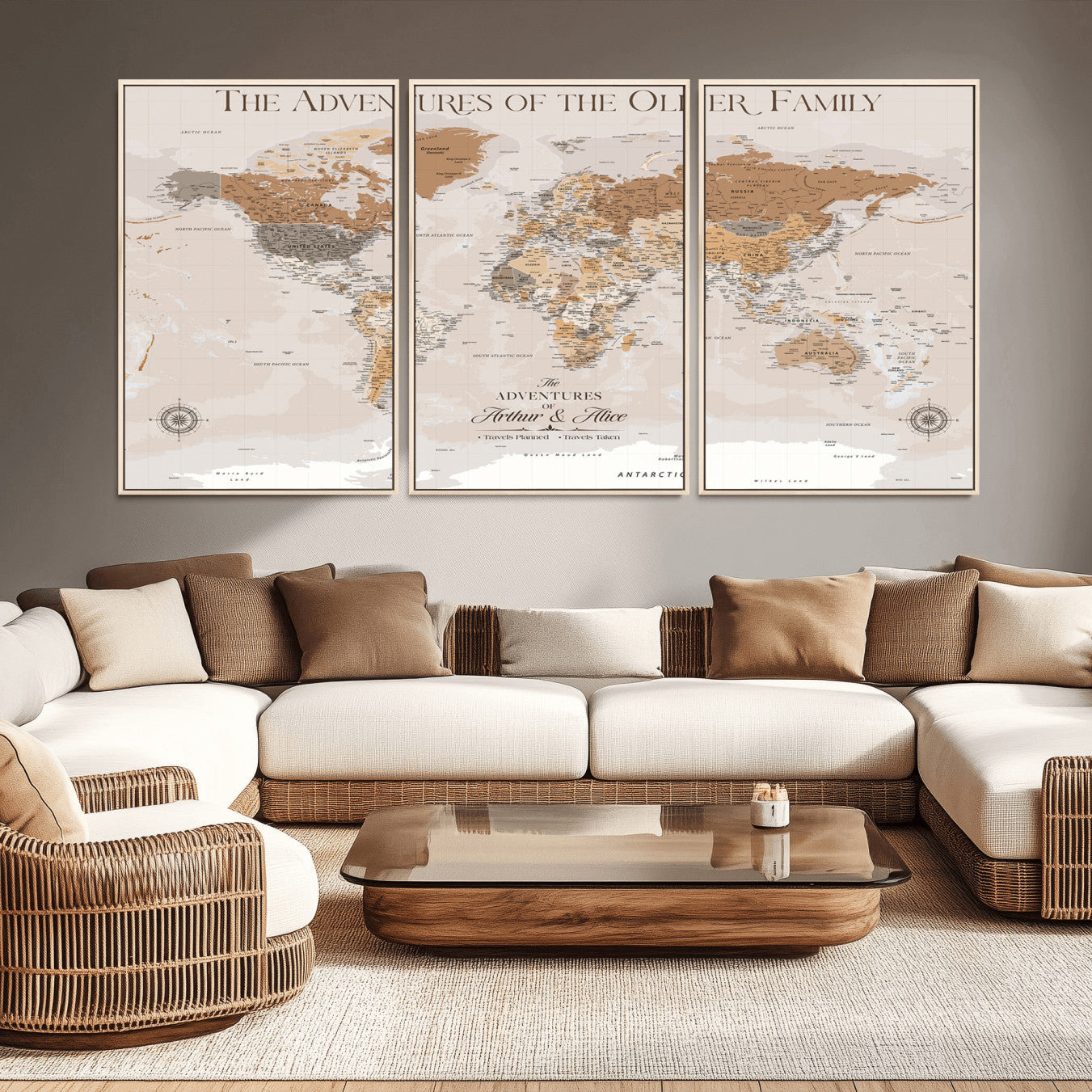 43101120-MGV-CV-36X24-Personalized Push Pin World Map Canvas – Custom Framed Travel Tracker Wall Art, Large Adventure Map with Pins for Home, Office