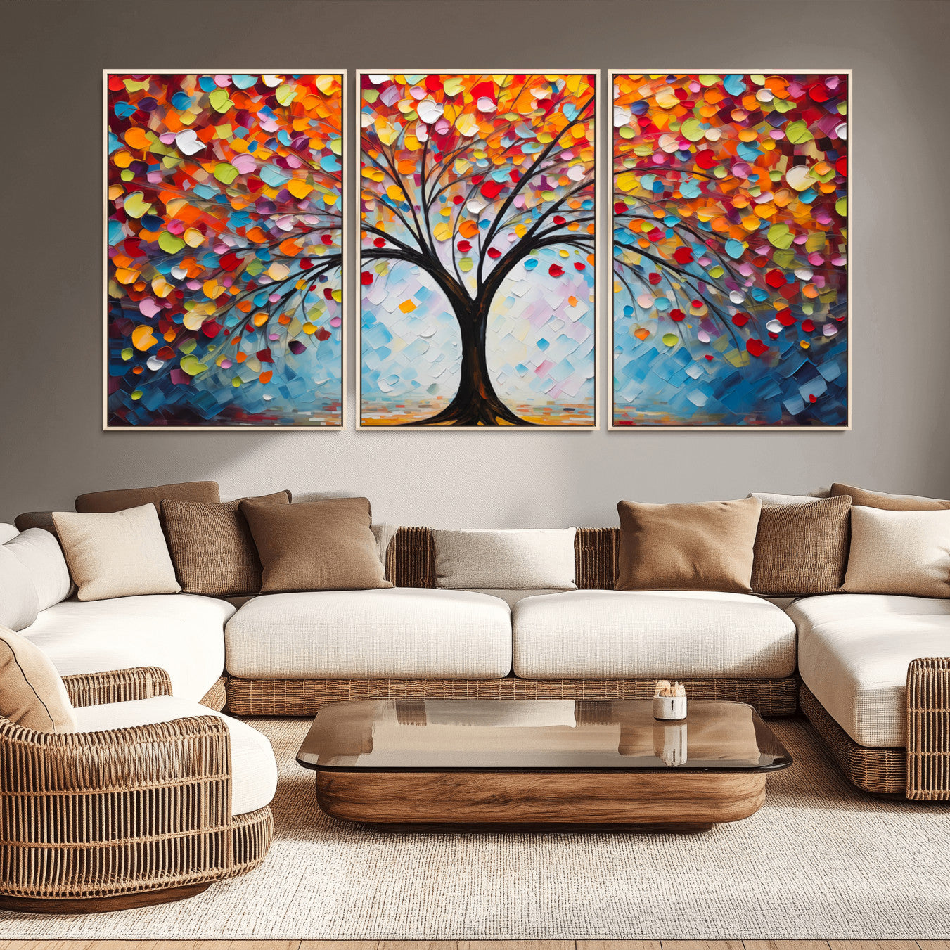 HS2447-MGV-CV-36X24-Vibrant Tree of Life Canvas Wall Art – Colorful Abstract Nature in Modern Decor - Ready to Hang