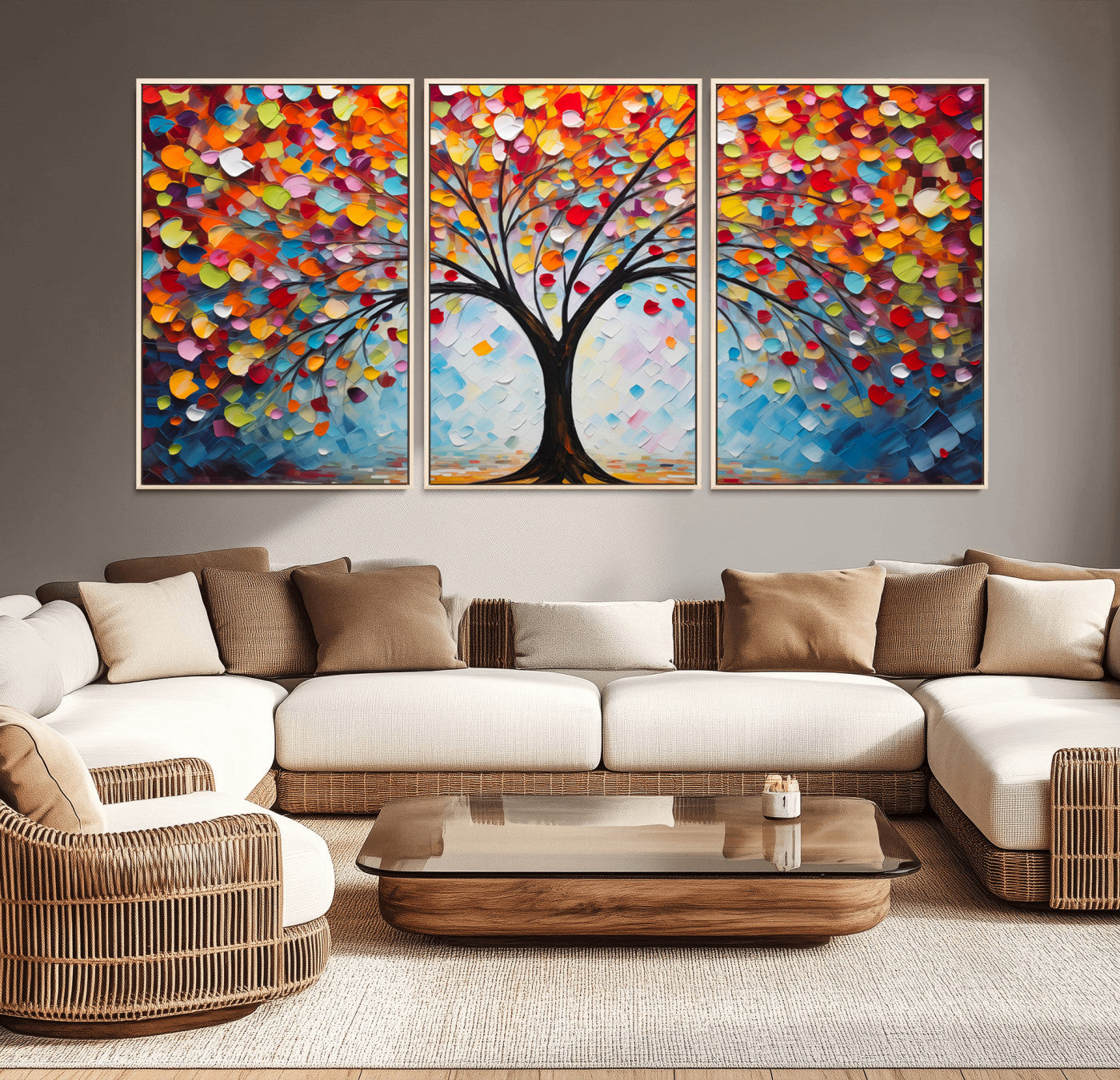 HS2447-MGV-CV-36X24-Vibrant Tree of Life Canvas Wall Art – Colorful Abstract Nature in Modern Decor - Ready to Hang