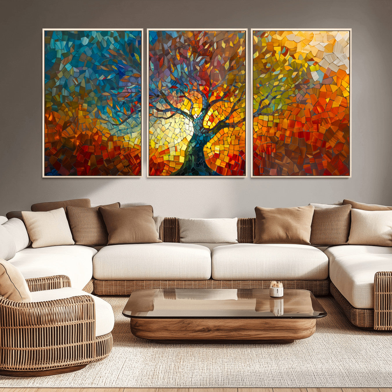 -Yggdrasil Tree of Life Mosaic Stained Glass Wall Art, Tree of Life Mosaic Wall Art Canvas Print
