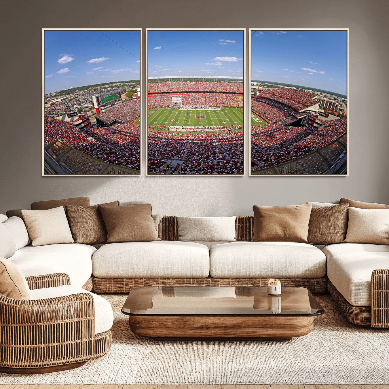29492070-MGV-FC-60X30-3P - William Brice Stadium Wall Art Canvas Print – Stadium Crowd Sports Field Outdoor Event Football Game Artwork for Home Office