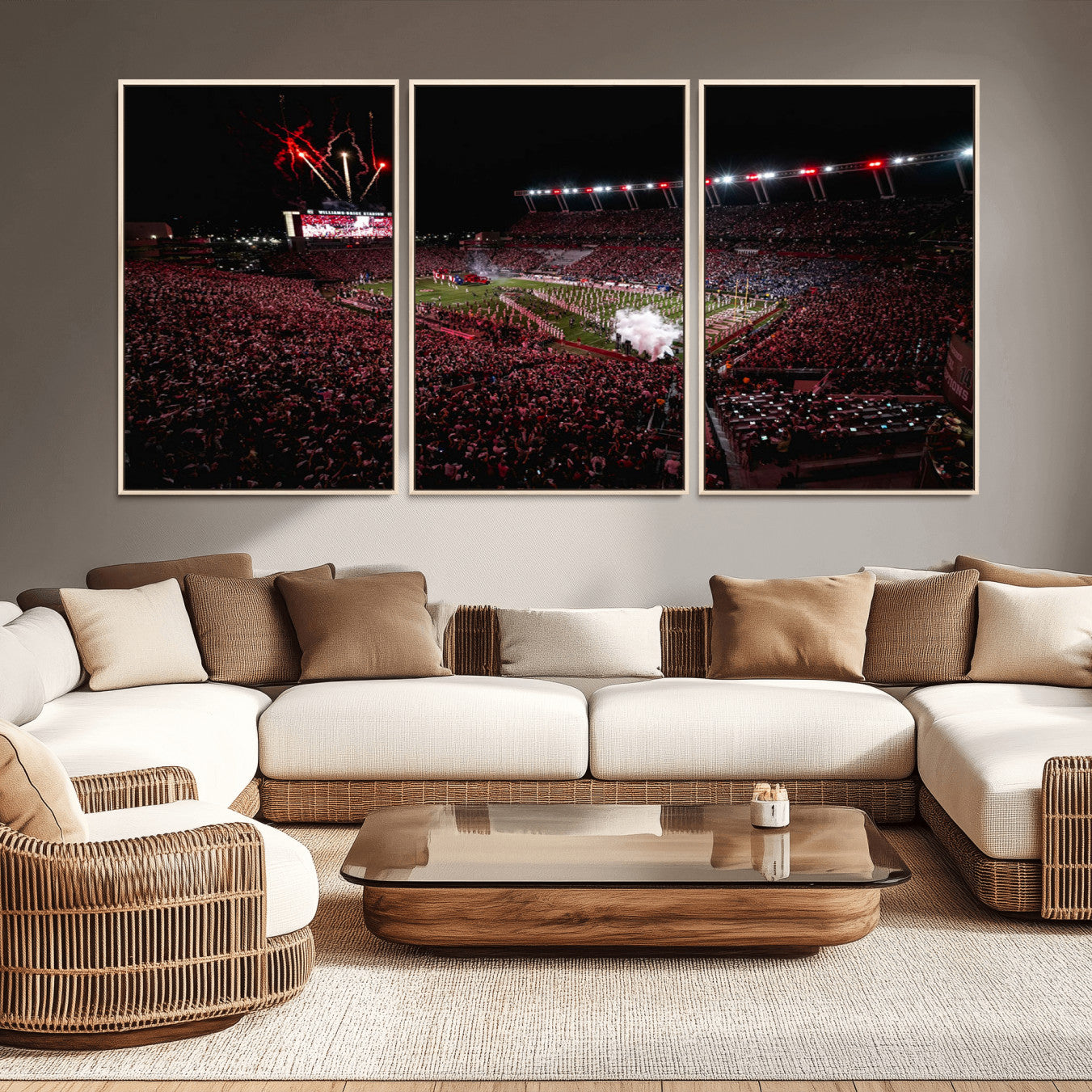 60690191-MGV-FC-60X30-3P - William Brice Stadium Wall Art Print – Baseball Game Room Artwork Print for Basement Dorm, Home, Office