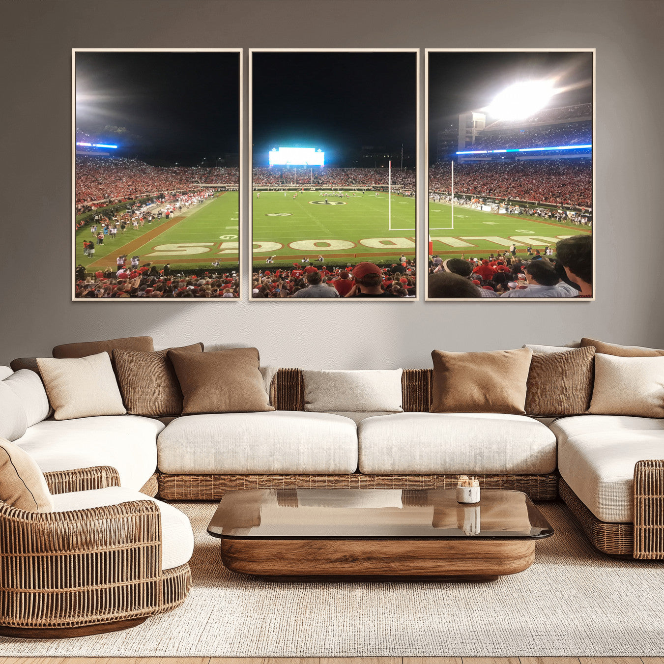 MGV-FC-60X30-3P - Dooley Stadium Wall Art Print, Sports Arena Canvas Wall Art, Panoramic Stadium Canvas Print, Modern