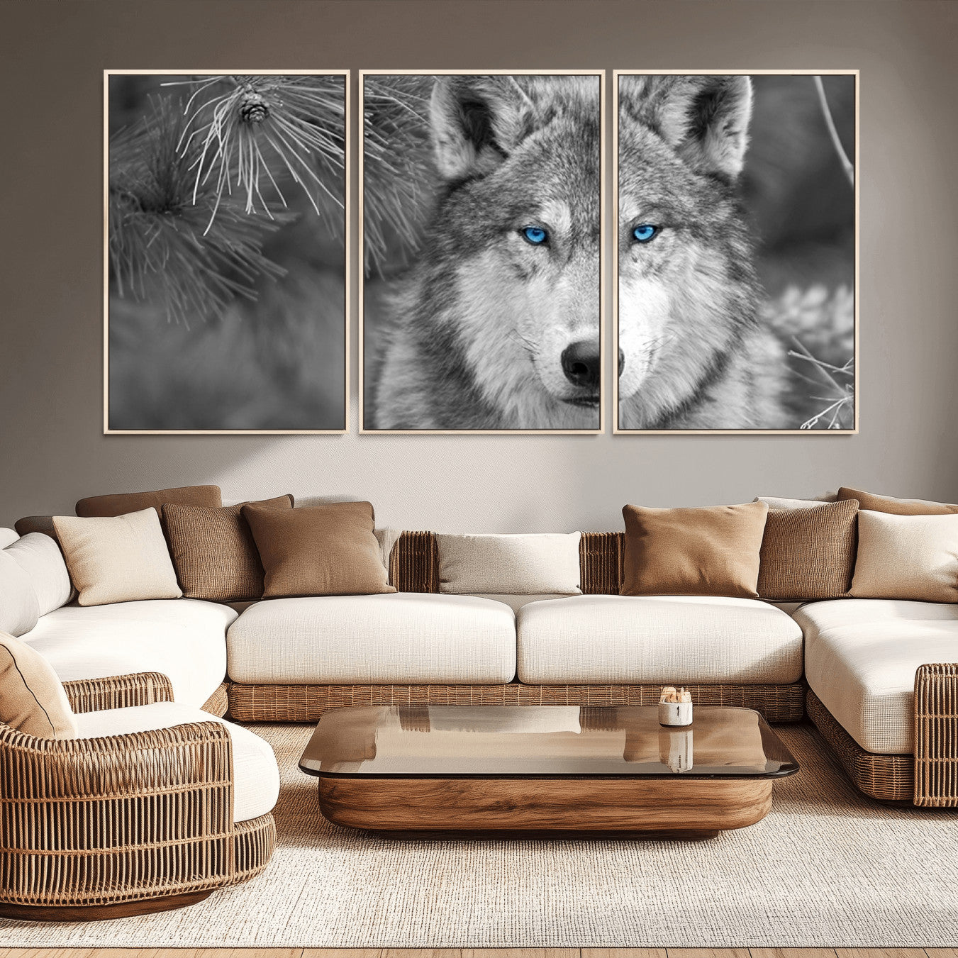 -Wild Wolf Blue Eye Wall Art Canvas Print