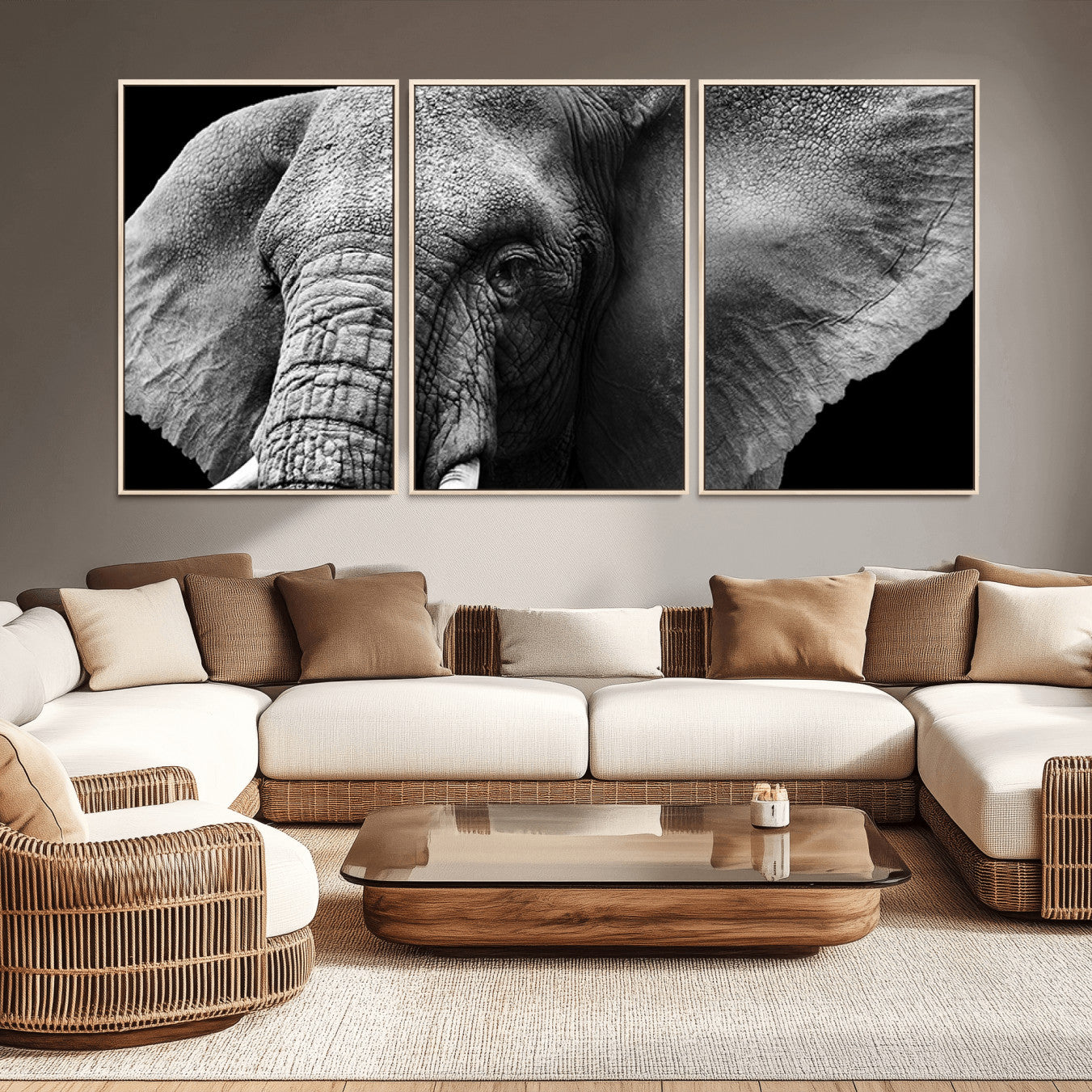 -Big Elephant Close Up Wall Art Canvas Print