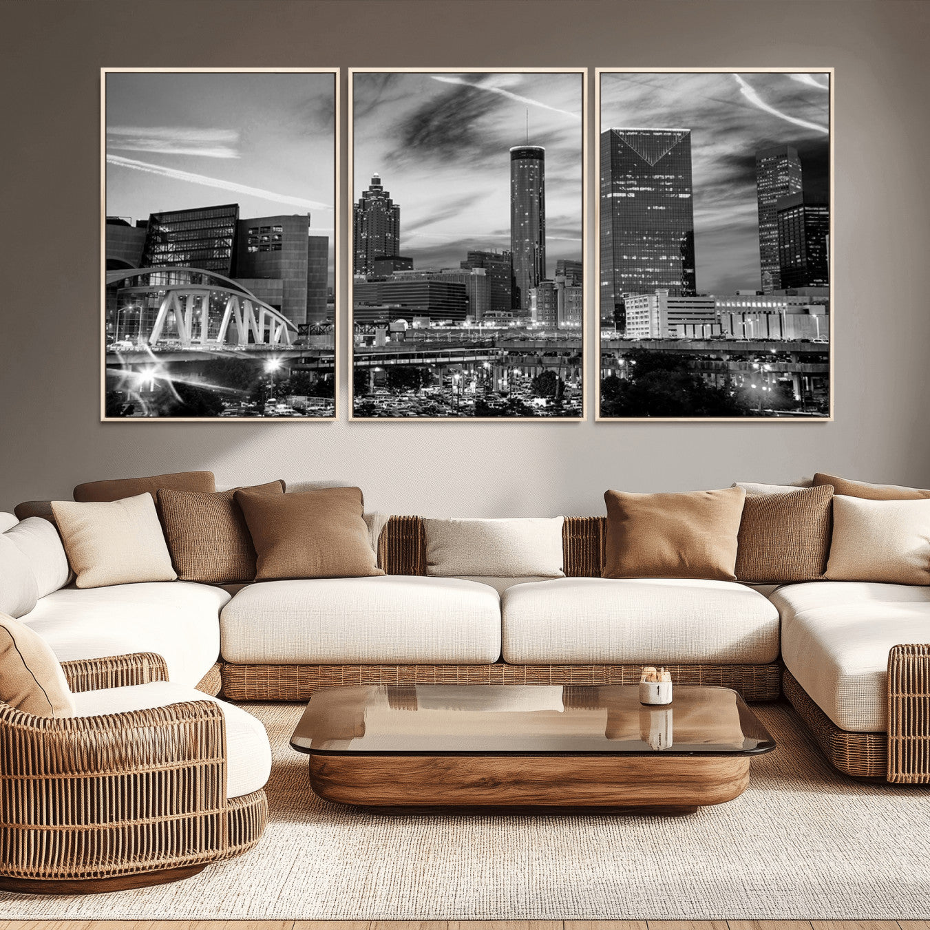 -Black and White Atlanta Wall Art Canvas Print