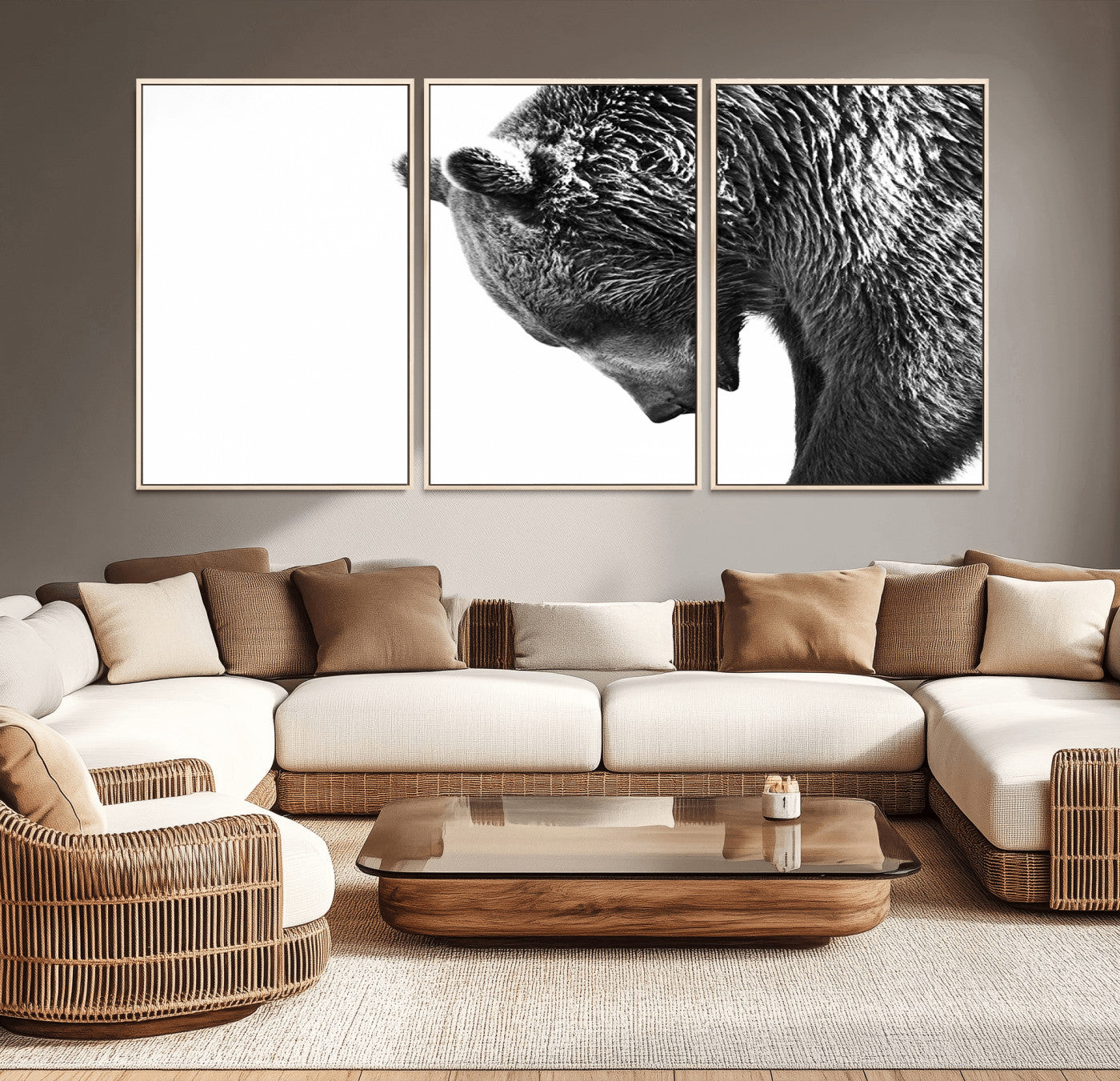35398-MGV-CV-36X24-Black and White Grizzly 399 Bear Canvas Print Wall Art | Large Wildlife Canvas Print for Living