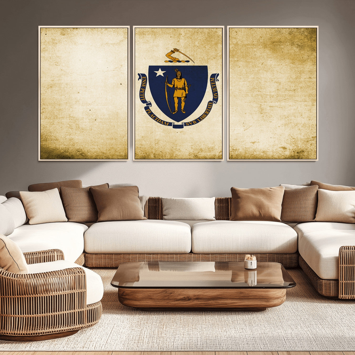 -Massachusetts Flag Wall Art Canvas Print