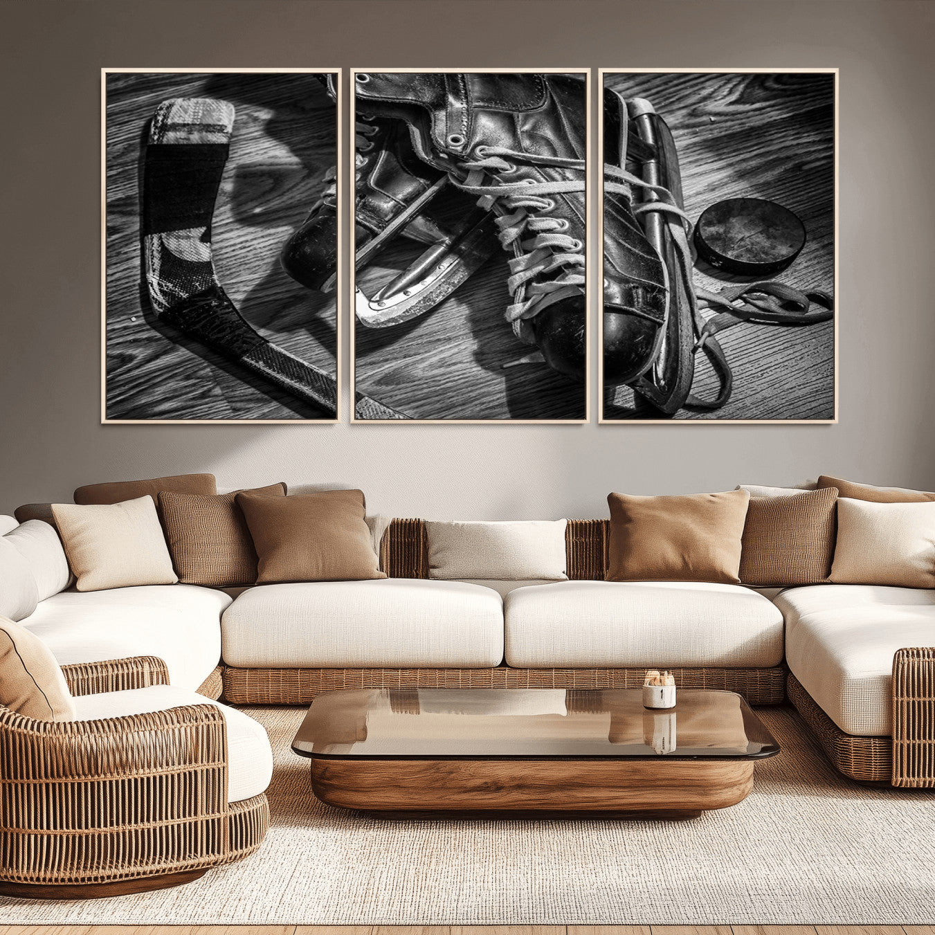 20553-MGV-CV-36X24-Old Pair of Mens Skates Wall Art Canvas, Men Skates Wall Art Print