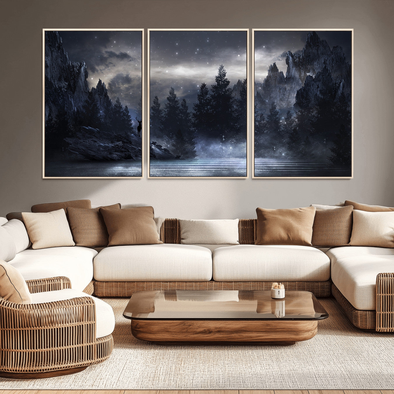 55385-MGV-CV-36X24-Night Landscape and Trees Wall Art Canvas Print