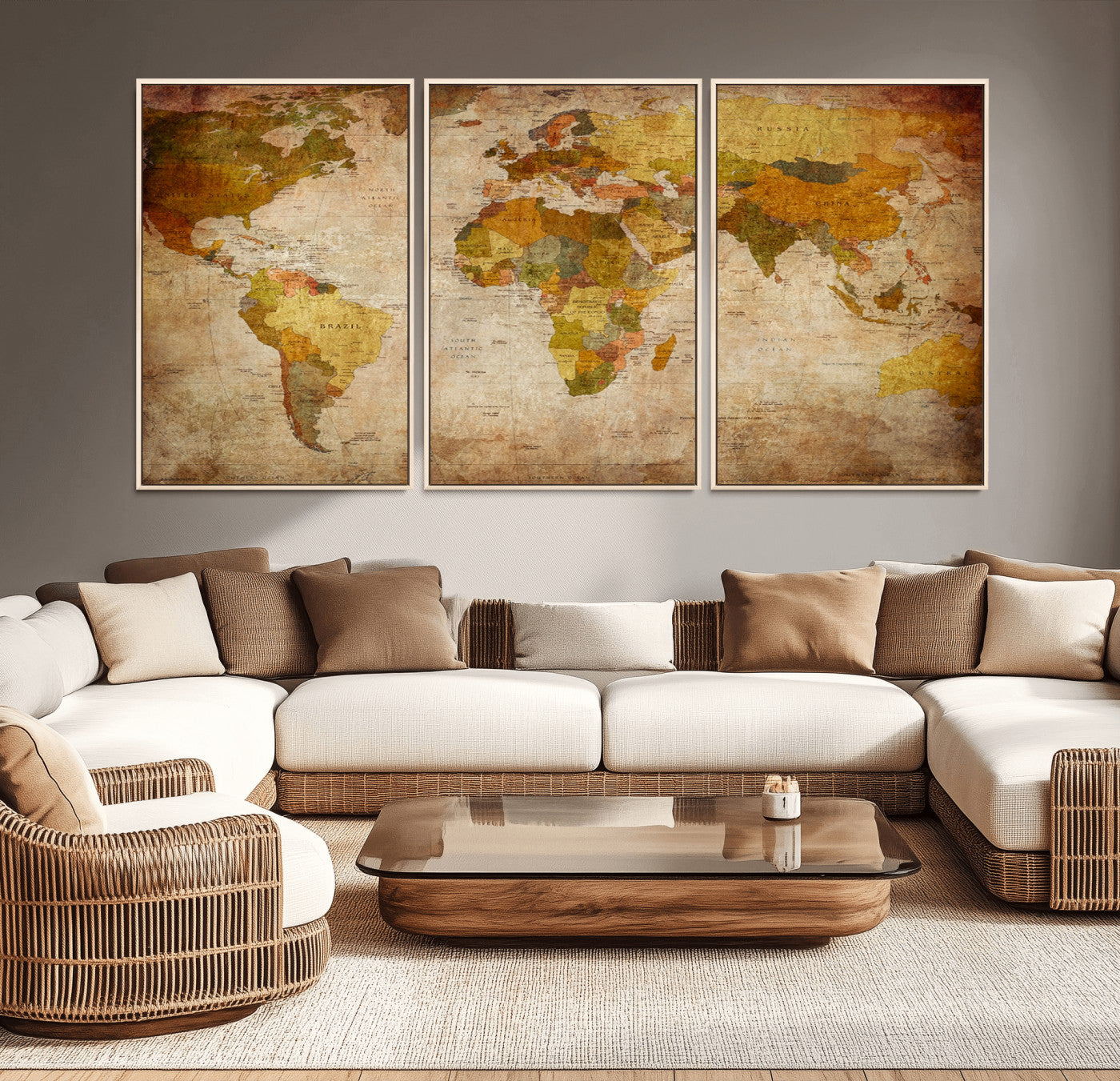 -Push Pin World Map Canvas Print – Travel Tracker Wall Art for Couples, Perfect Anniversary Gift for Home or Office Decor