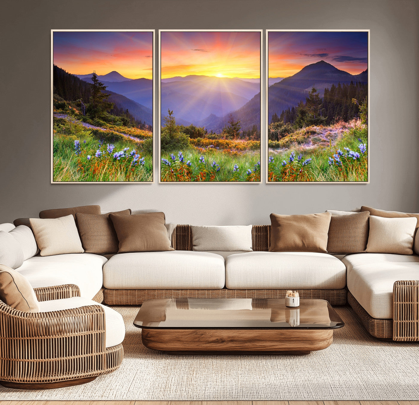 -Mountain and Spring Wall Art Canvas Print