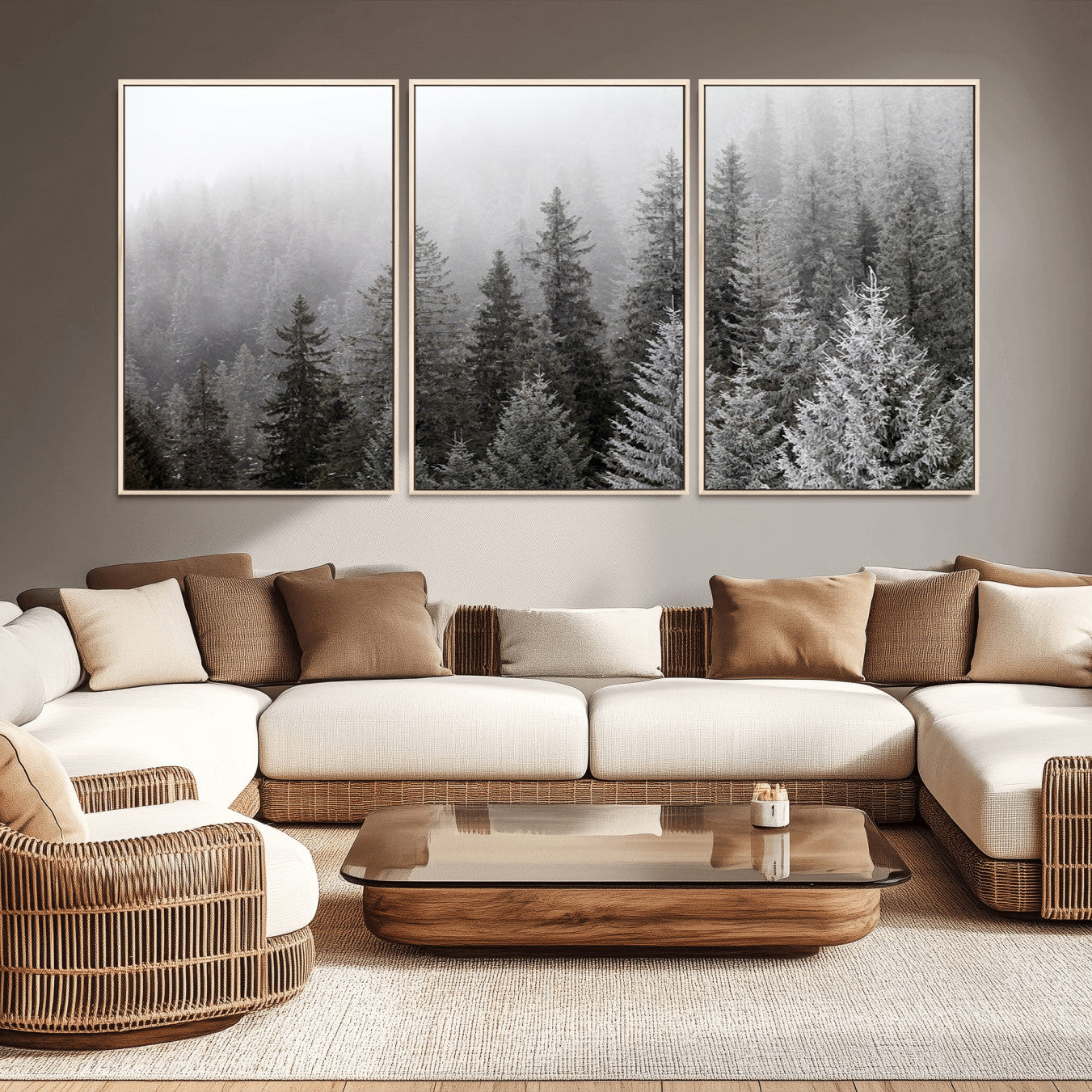 -Big Foggy Forest and Misty Trees Forest Wall Art Canvas Print